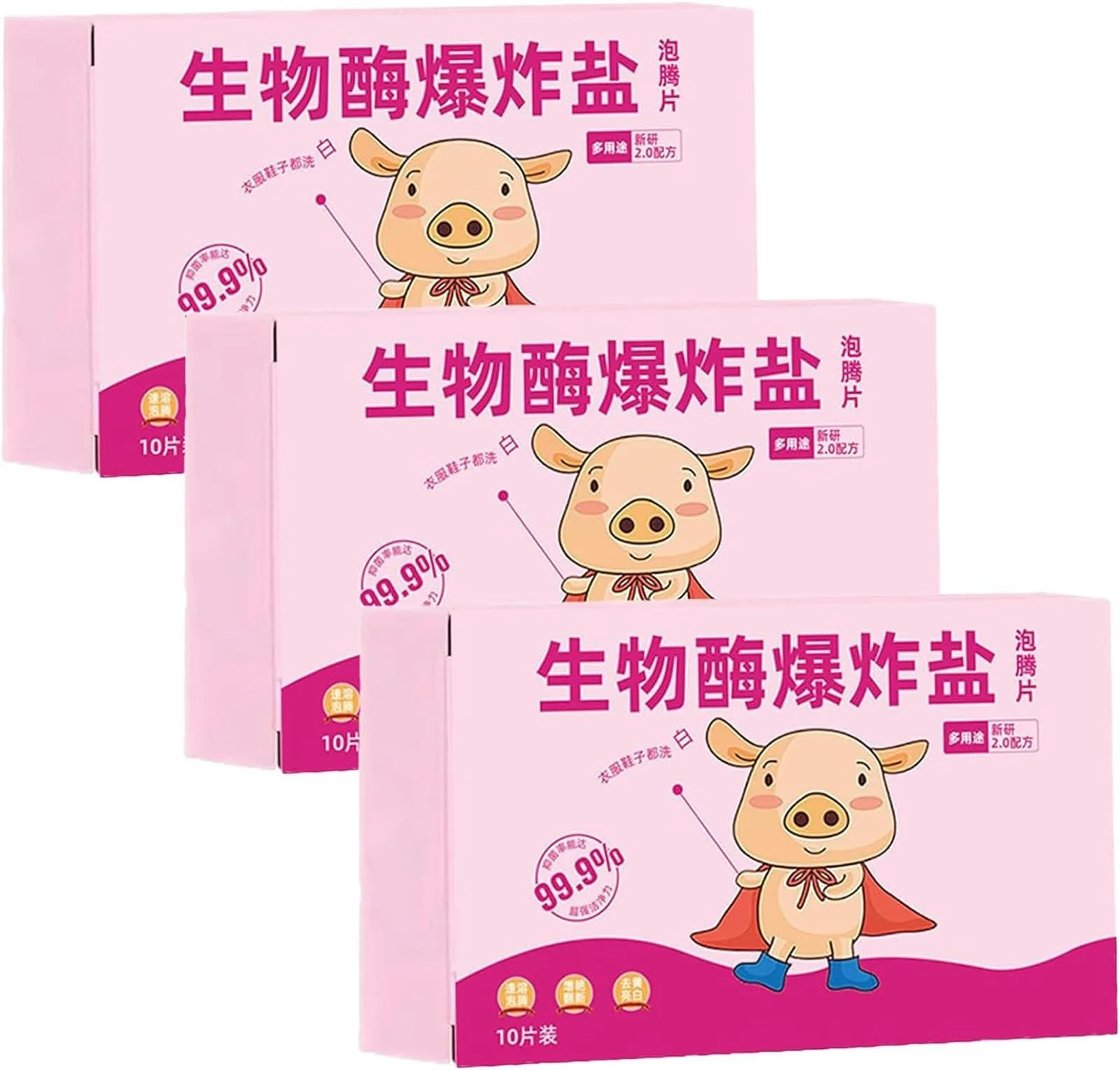 Bio-Enzyme Concentrated Multi Purpose Cleaner Tablets Natural Enzyme Cleaner Powerful Stain Removing Bio-Enzyme Cleaning Tablets Quick 3-Minute Clean 3 PCS