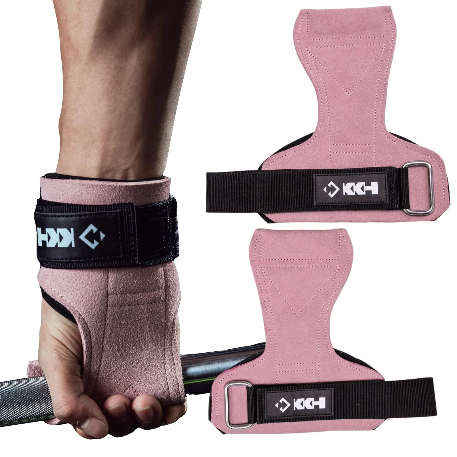 KKH Wrist Straps for Weightlifting, Lifting Straps for Weightlifting, Heavy Duty Deadlift Straps Gloves for Weight Lifting Powerlifting with Adjustable Wrist Crossfit Grips Fitness Pads Pink
