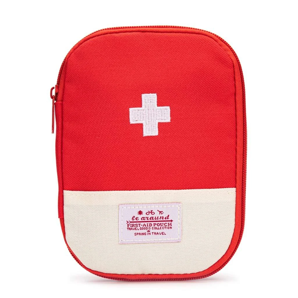 Jipemtra Red First Aid Bag Empty 1st Aid Bag Section Dividers Medical Travel Case First Responder Storage Compact Medicine Bag for Car Home Office Kitchen Sport Outdoors