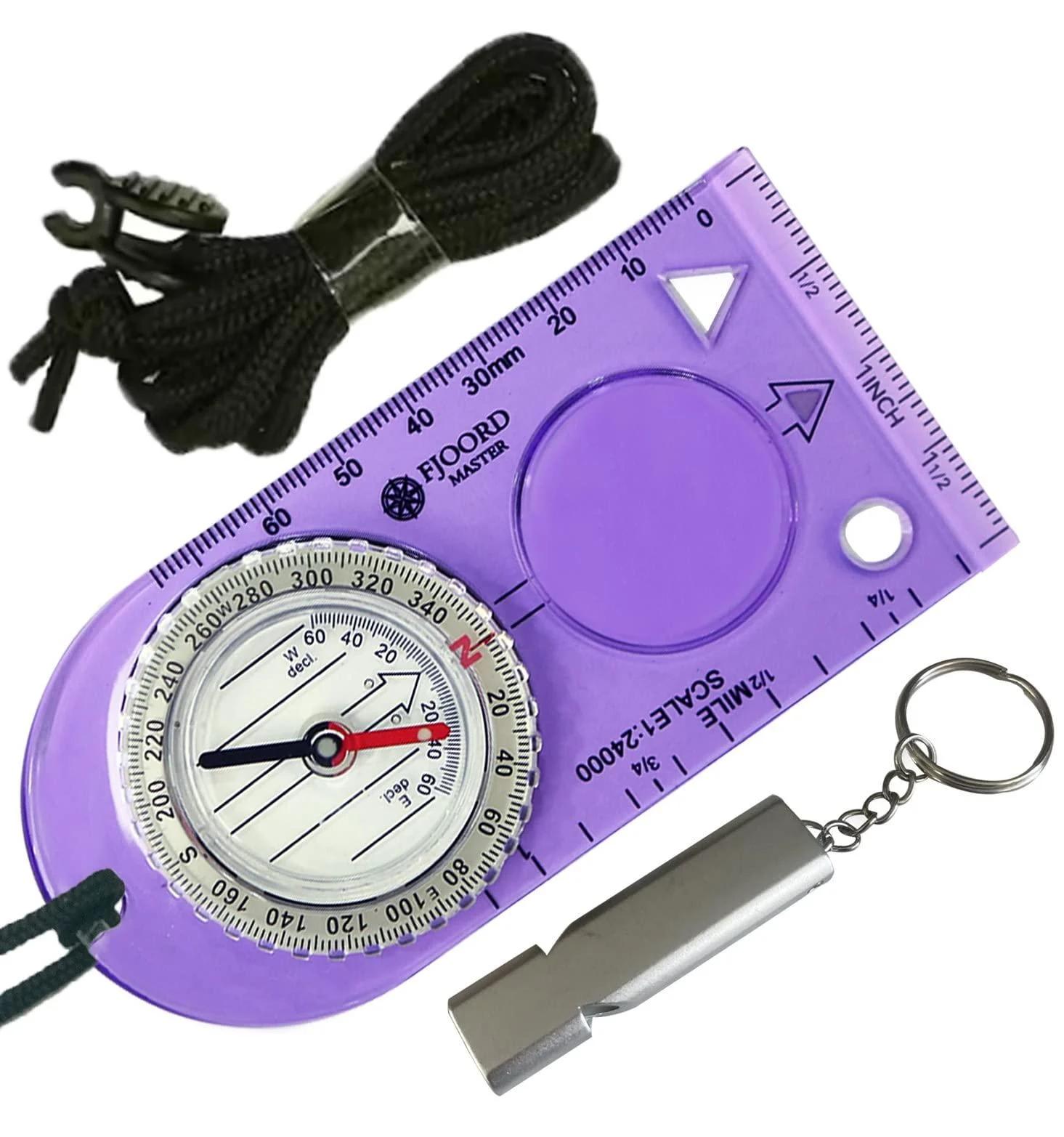 Camping Compass - Luminous Hiking Compass - Magnetic Survival Compass - Orienteering Compass Kids Camping Kit - Professional Compass Navigation Map Reading - BoyScout Compact Compass Magnetic Heading Purple