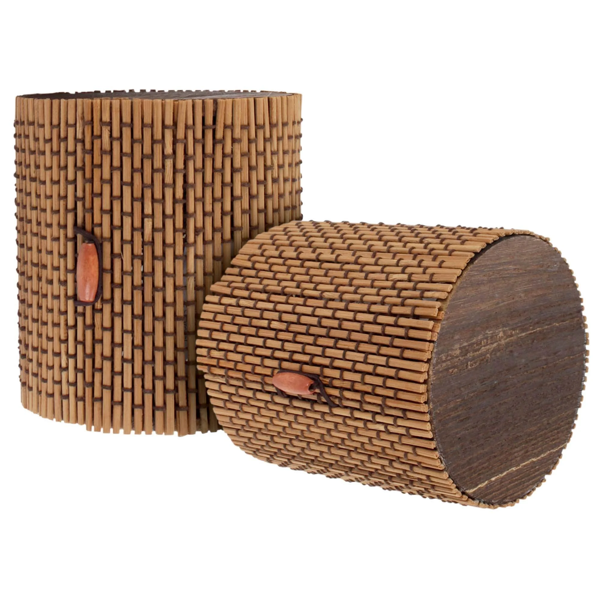 BambooMN Granulated Bamboo Charcoal Odor Absorber Bag in Decorative 4" Brown Cylinder 2 Sets 2 Brown