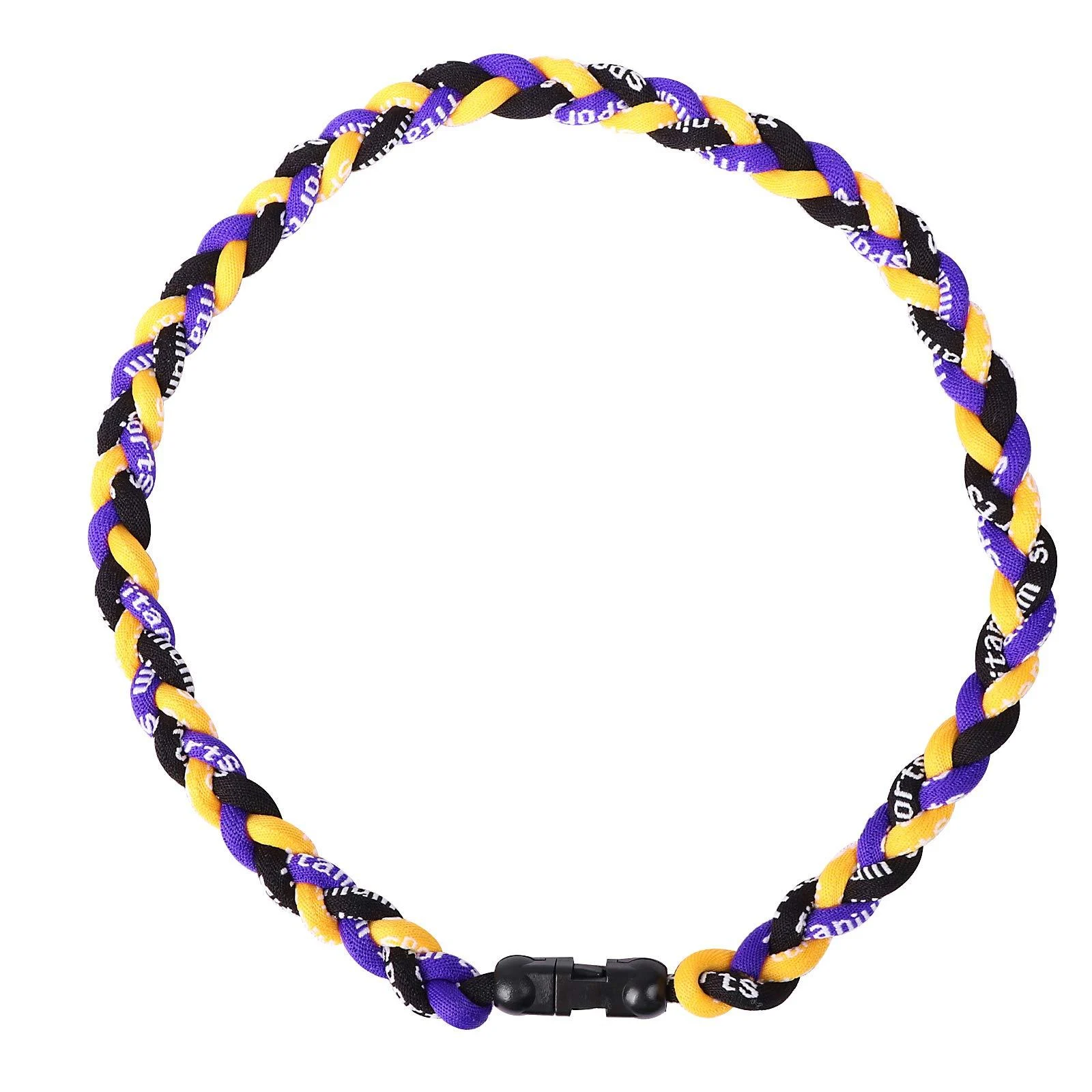 MapofBeauty 22 Inch 3 Rope Special Sport Nylon Braided Rope Three Color Necklace Purple/Yellow/Black