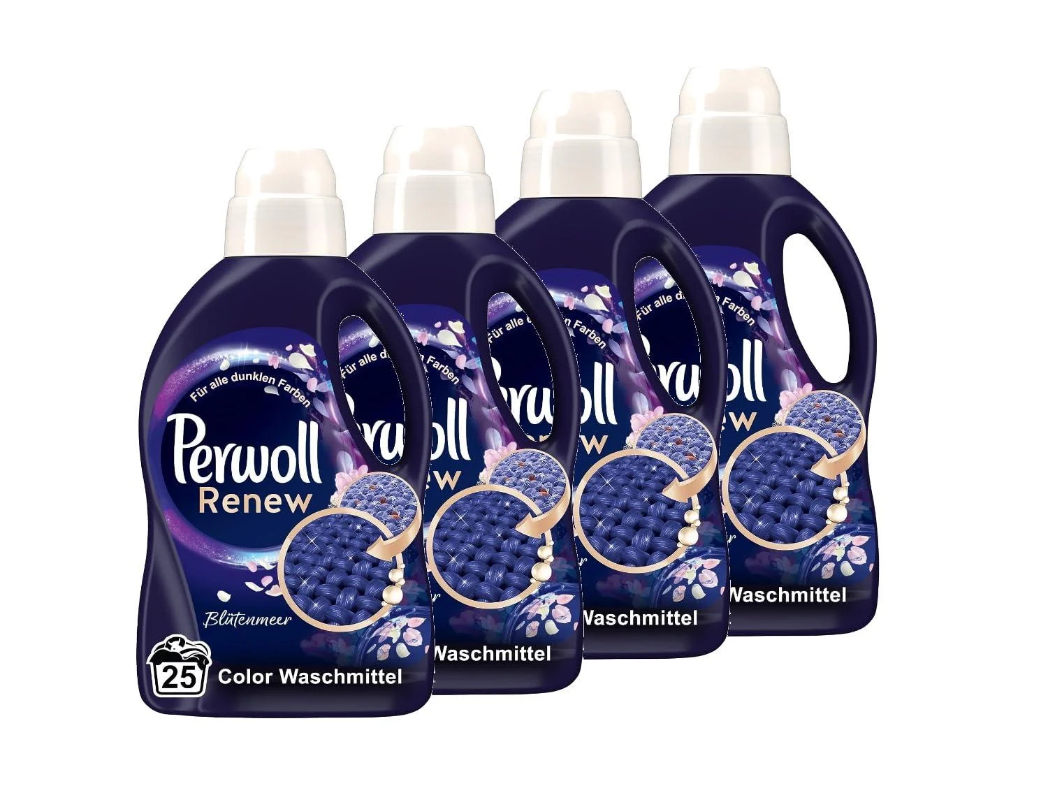 Perwoll Renew Flower Sea liquid detergent (4x 25 washes) detergent for black laundry fine detergent enlivened dark colors & cleans gently with seductive fragrance 1.38 l (4 Pack)