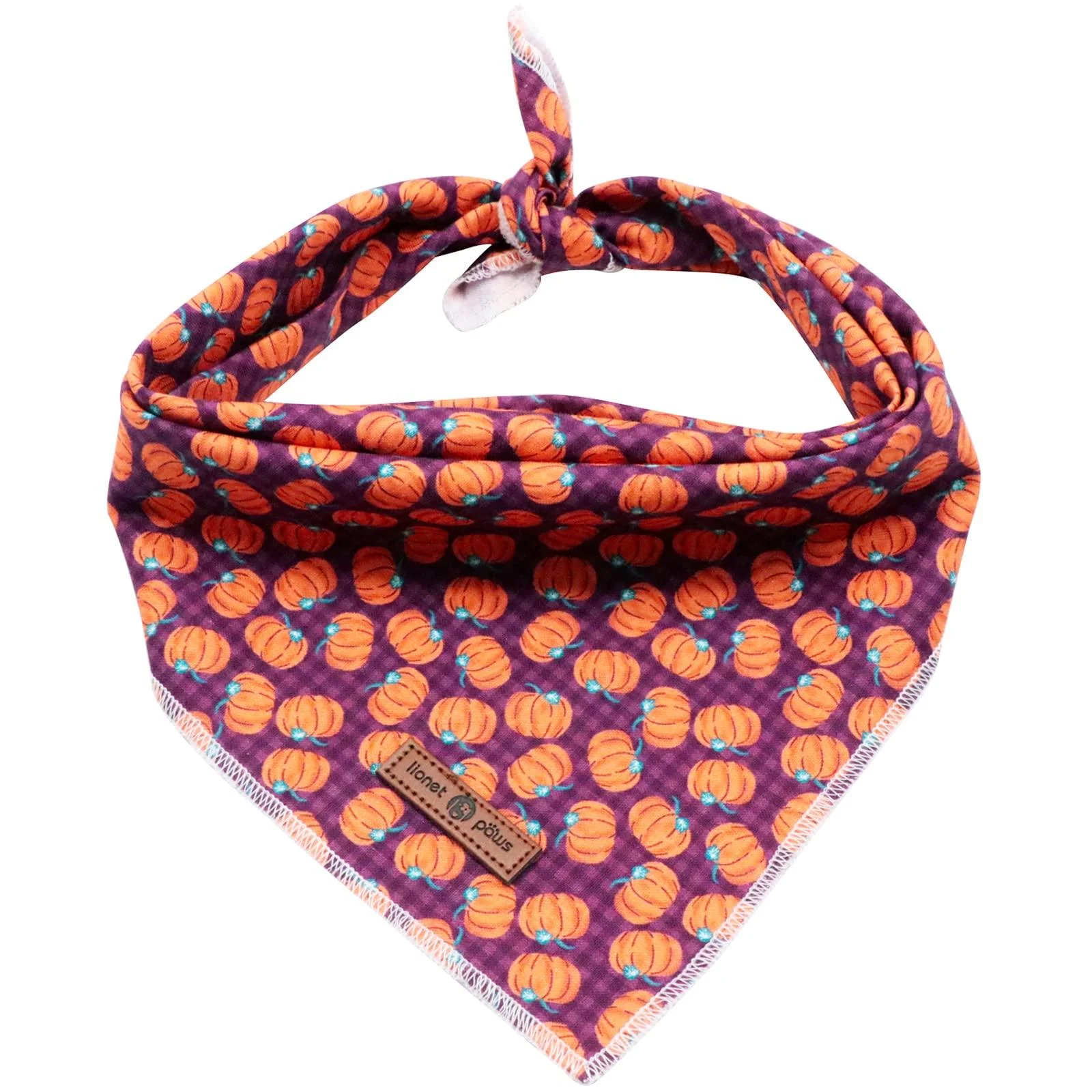 Lionet Paws Halloween Dog Bandana Headscarves Dog Scarf Triangular Scarf for Small Medium and Large Dogs L (Pack of 1) Pumpkin