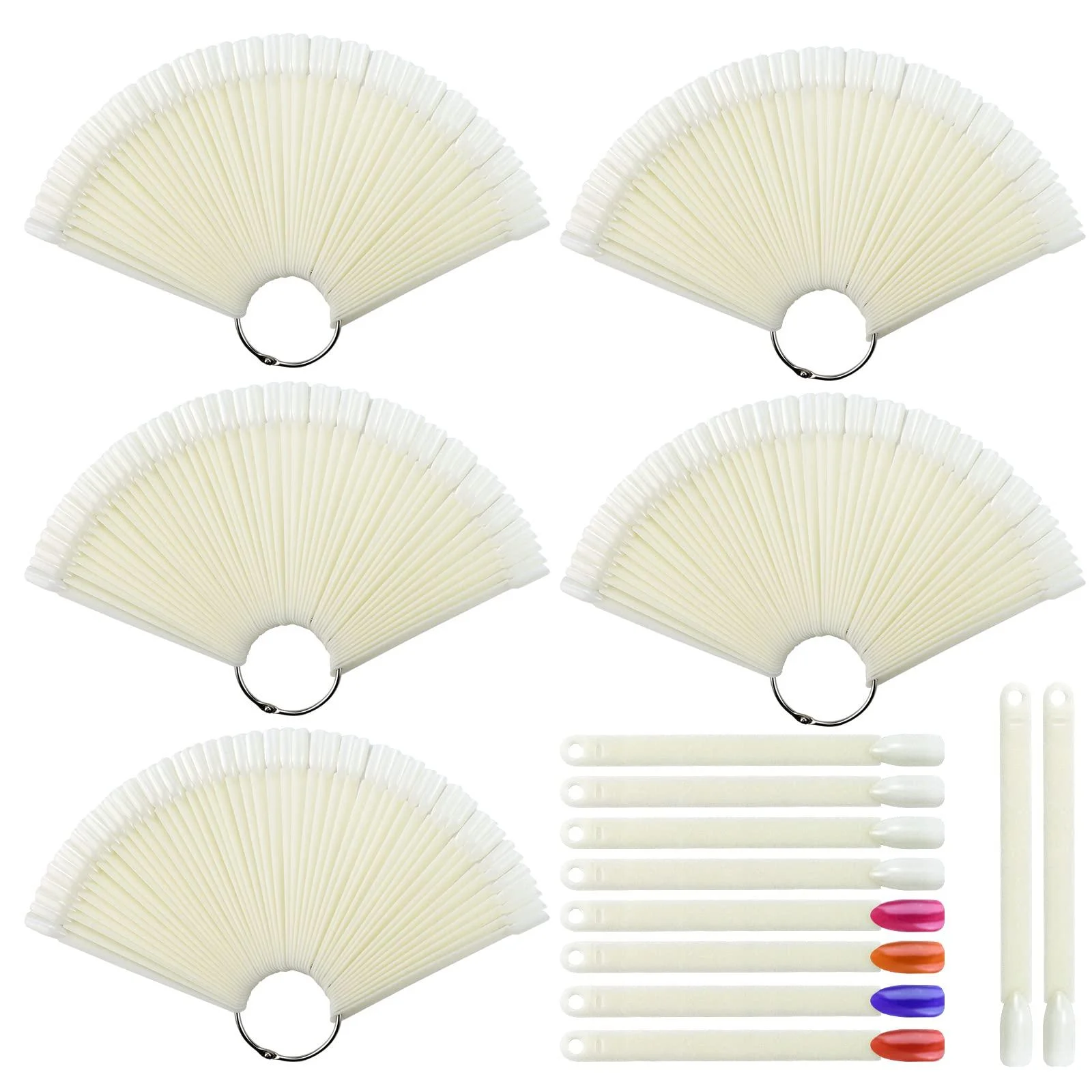300 pcs Nail Polish Swatch Sticks Nail Swatch Sticks with Ring False Nail Sample Sticks Nail Polish Board Nail Accessories for Nail Art Polish Display and Home DIY - CZWESTC