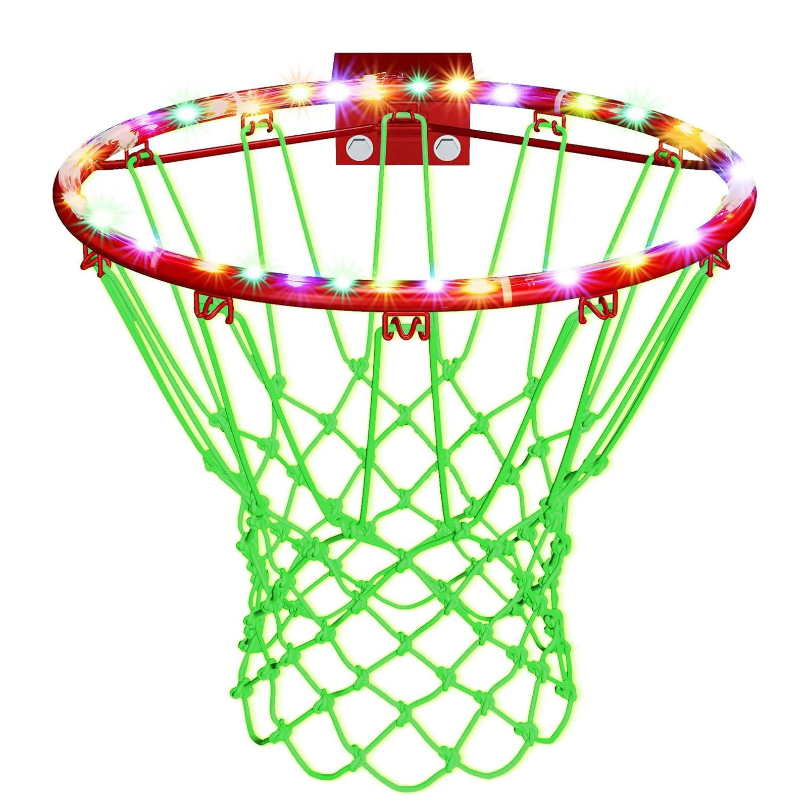 Glow in The Dark Basketball Net with 9.8 ft 30 LED Basketball Hoop Outdoor Basketball Rim Replacement 12 Loops Standard Size Basketball Net with Remote Control for Kids Adults Outdoor Sports School - Civaner