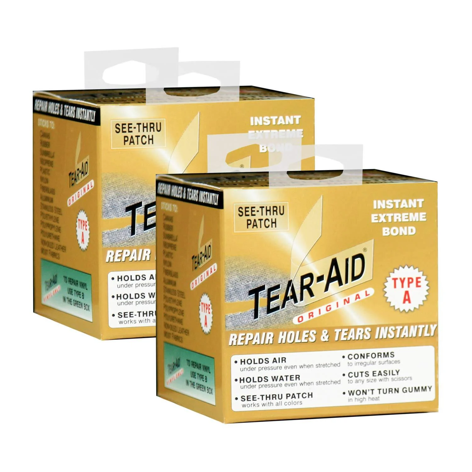 TEAR-AID Fabric Repair Kit Type A Clear Patch for Canvas Fiberglass Leather Polyester Nylon & More 3in x 5ft Roll 2 Pack Fabric Repair Roll (Pack of 2)