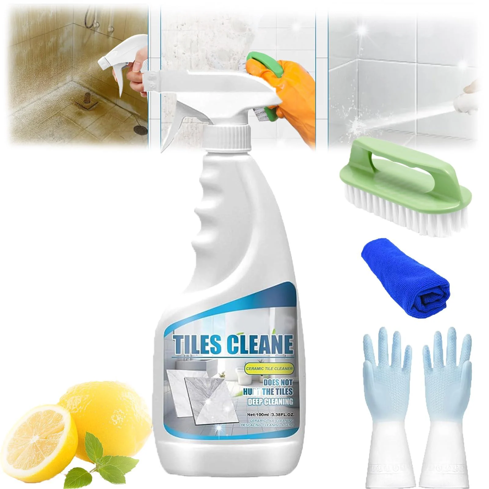 Tile Grout Cleaner Sprayer Jue Fish Tile Cleaner Ultimate Grout Cleaner Ceramic Tile Cleaner Bathroom Tile Grout Cleaner Powerful Tile Cleaner Grout Cleaner For Tile Floors (100ML) - HOPASRISEE
