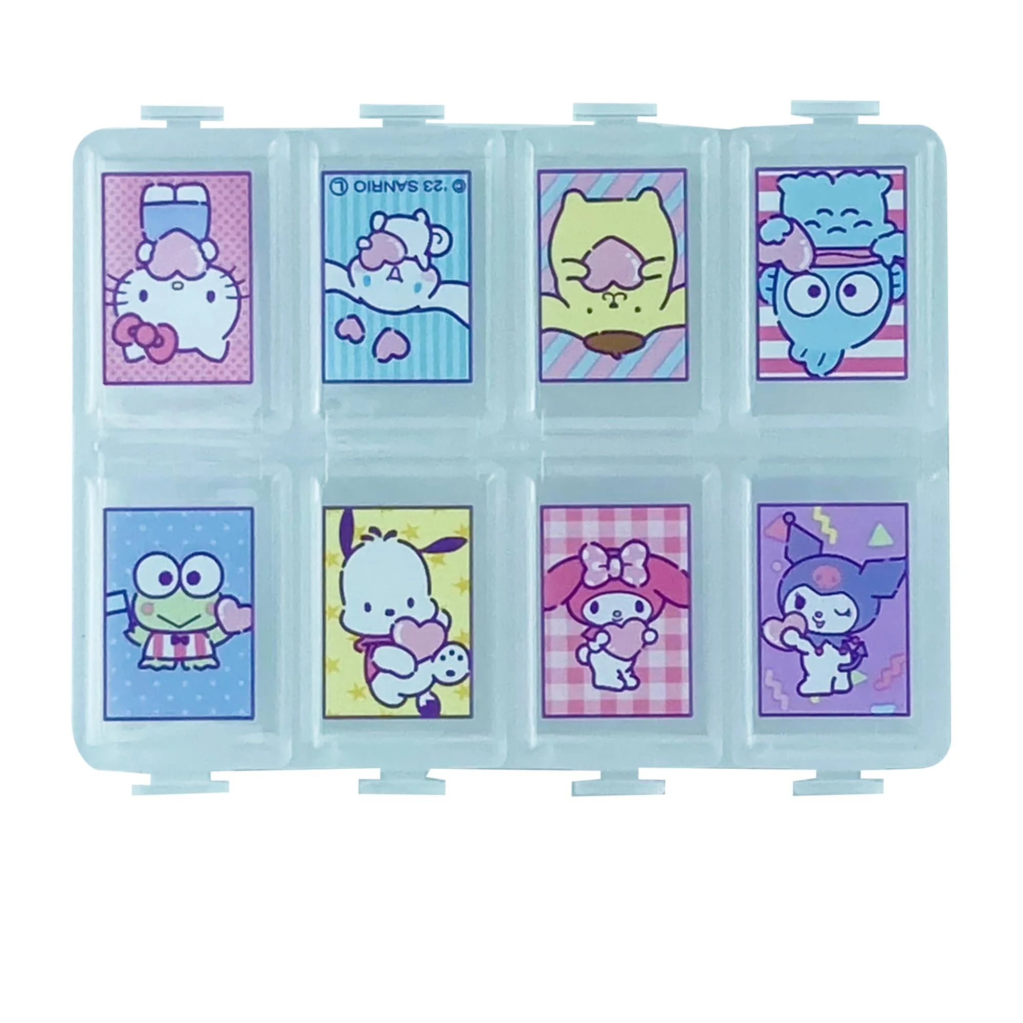 Kawaii Character Travel Pill and Accessories Organizer - Kitty Cinnamo-roll Little Twin Stars and My Melody Pocket-Size (8 Pocket Division)