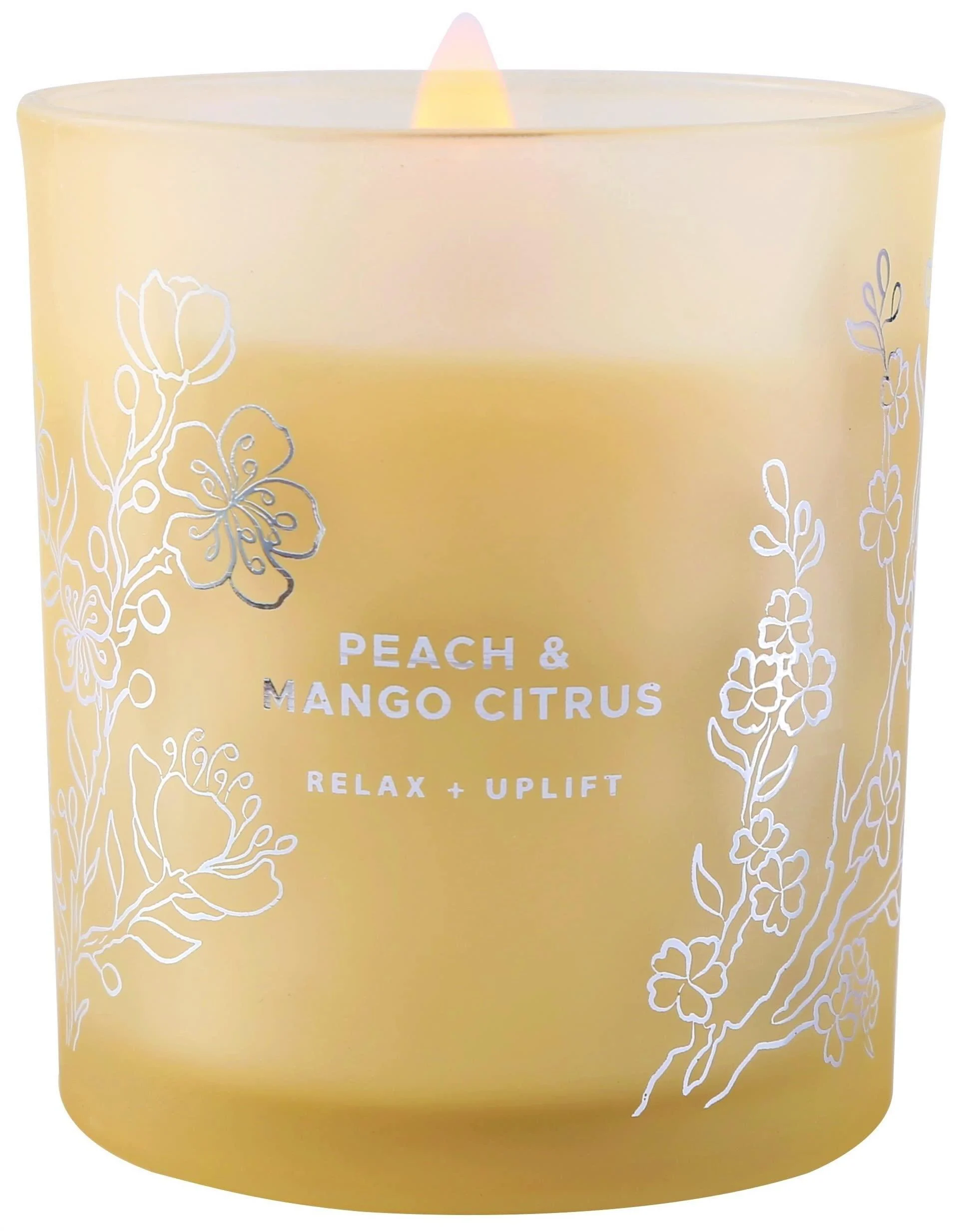 Large Peach Mango Tropical Citrus Scented Candle - Natural Soy Fresh Summer Candle for Home - Long Lasting Highly Scented Wood Wick Jar Candle Relaxing Aromatherapy Candle for Women & Men 10.6 oz