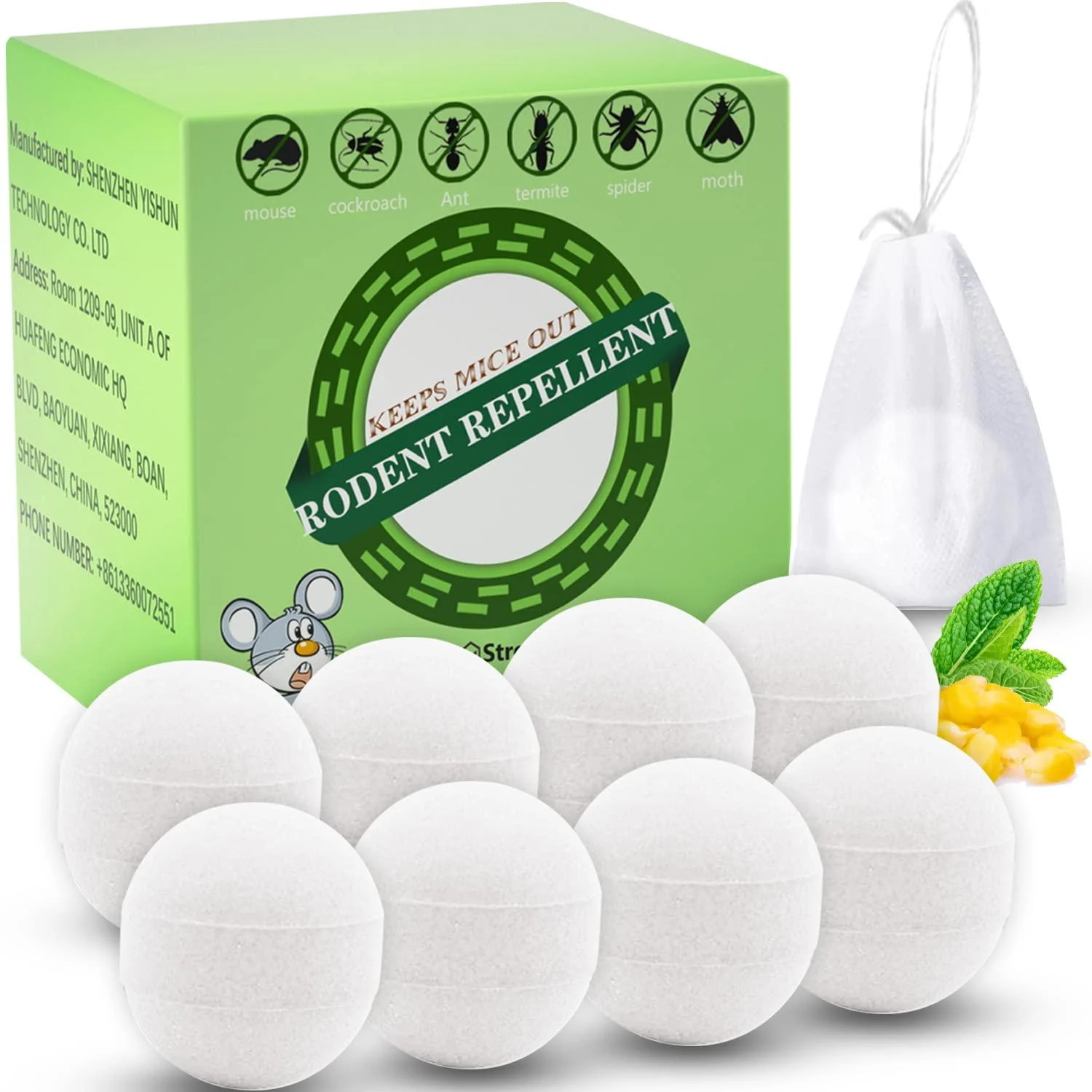 Rodent Repellent Balls, Peppermint Oil to Repel Mice and Rats, Mouse Repellent, Mint Squirre, Mice Away, Mint Mice Repellen for Outdoor, Rat Deterrent Indoors & Outdoors(8-Pack)