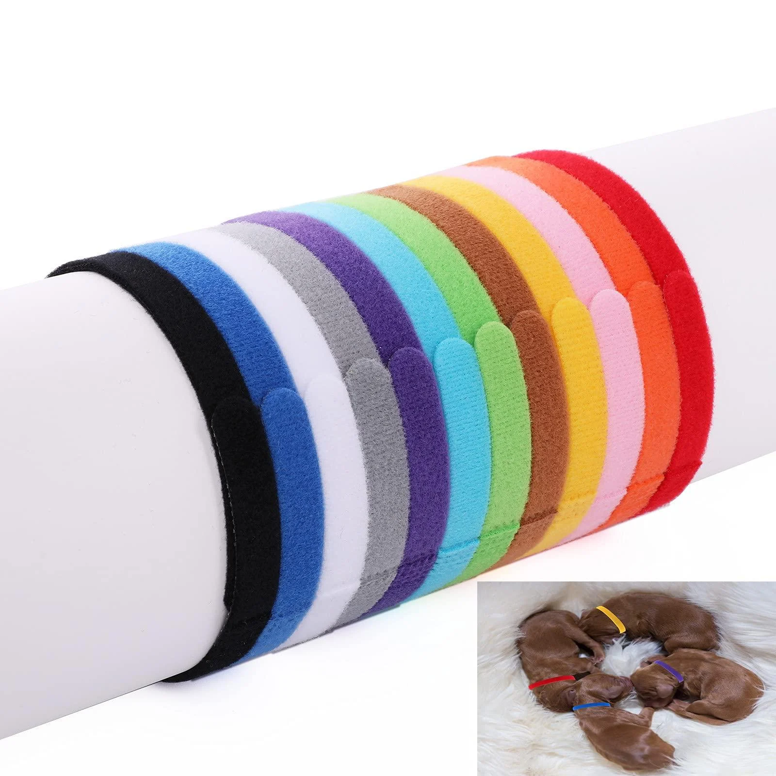 Molain 12 pieces of puppy neck bands throwing neck straps for small puppies adjustable ID neck bands for small cats dogs puppy identification neck bands newborn neck bands for kitten (30cm)