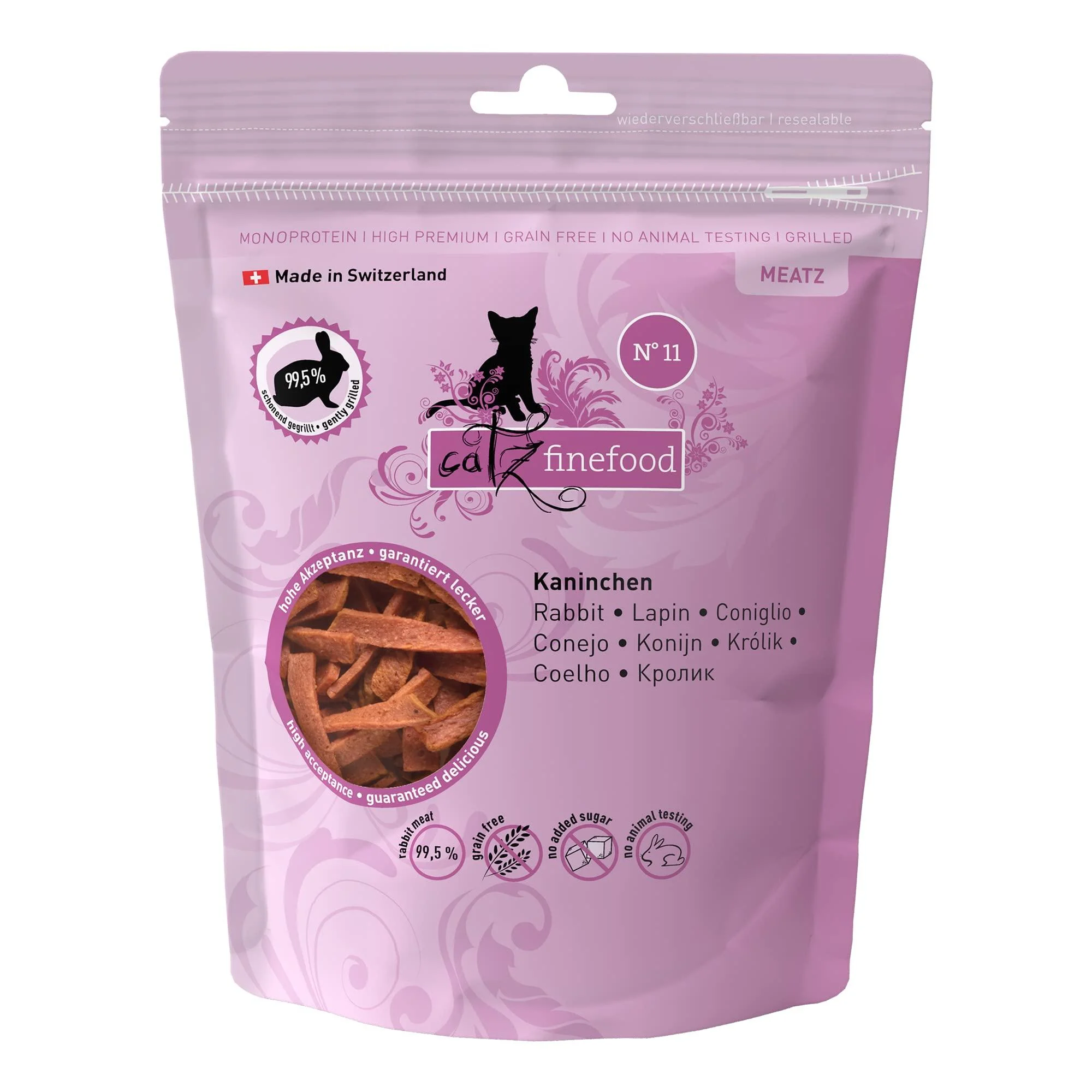 Catz Finefood MEATZ Cats treats N 11 - crispy stripes made of rabbit meat - grilled and dried - cat snack without sugar grain -free 45g