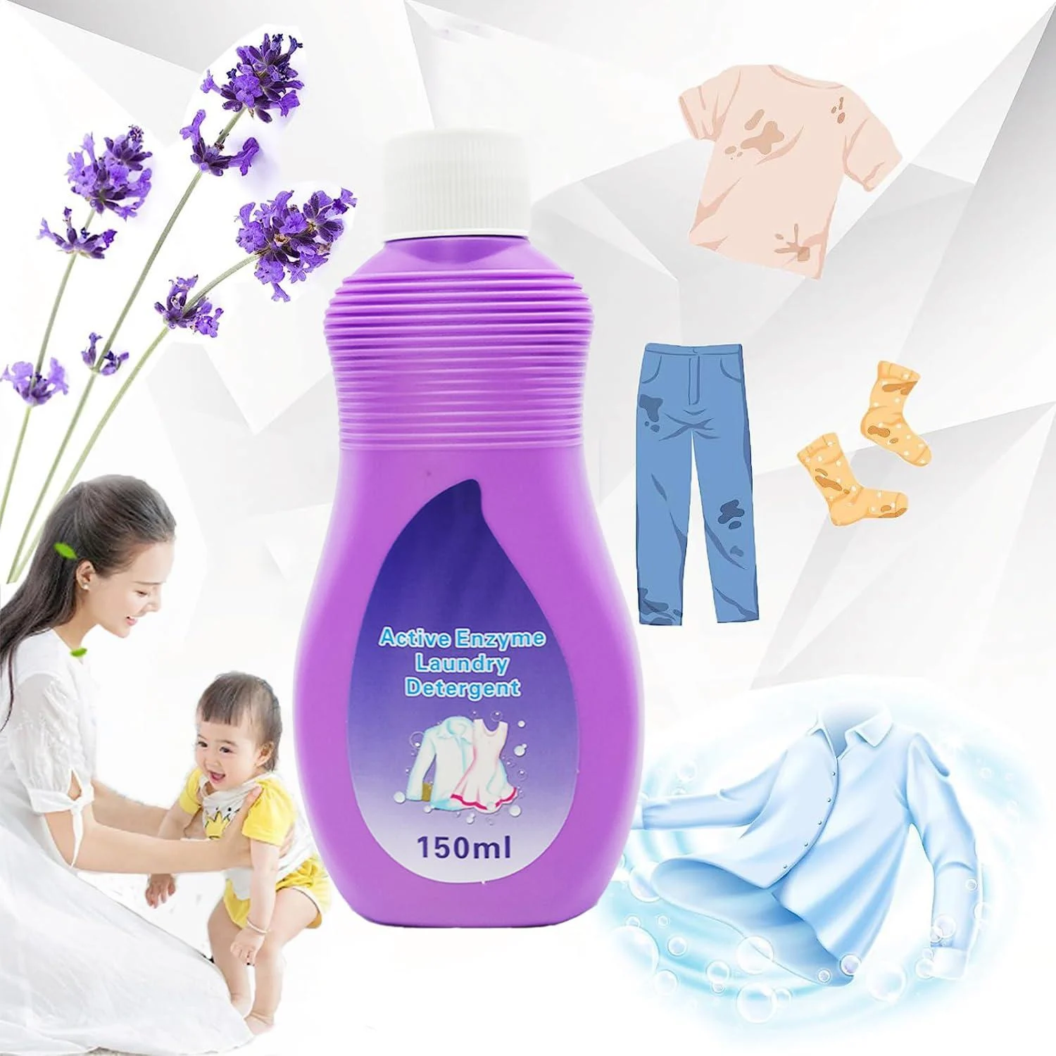 Active Enzyme Laundry Stain Remover 2024 Active Enzyme Laundry Stain Remover Purple Bottle Enzyme Laundry Stain Remover Enzyme Stain Remover (1 Set) - SISUJA
