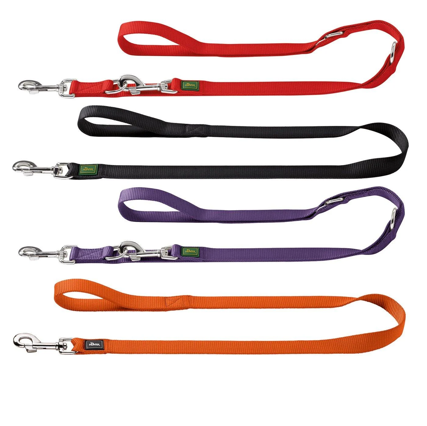HUNTER Adjustable leash made of soft non-slip nylon classic 1.0 x 200 cm red red 1.0 x 200 cm