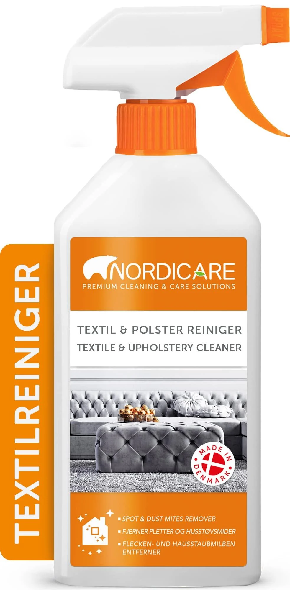 Nordicare upholstered cleaner 500ml spray for sofa auto & textile I textile cleaner extremely productive i carpet cleaner stain remover upholstery cleaner 500 ml (1 Pack)