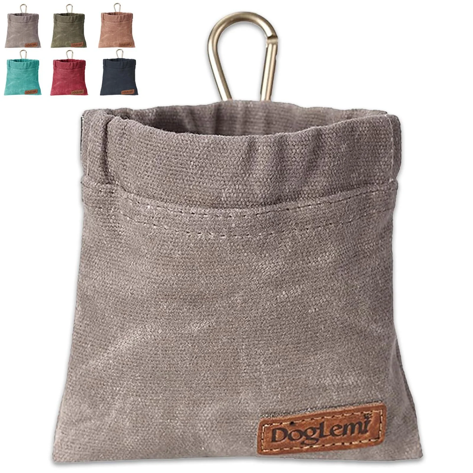 Dog Treat Bag Puppy Dog Training Pouch Hands-Free Walking Dog Treat Pouch Includes Carabiner for Pet Puppy Travel or Outdoor Use Grey