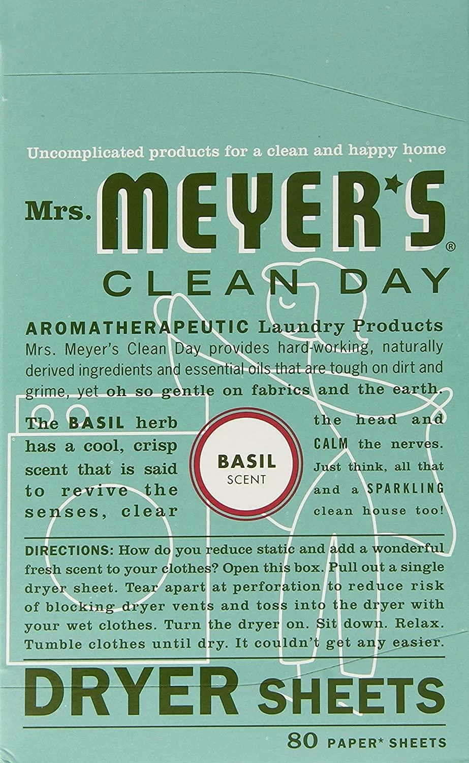Mrs. Meyer's Clean Day Dryer Sheets - Basil - 80 ct - 2 pk