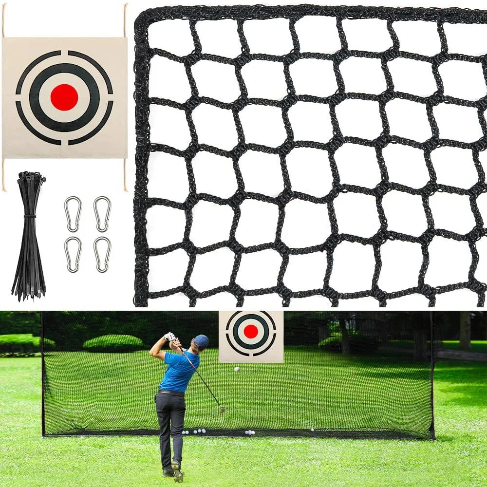 Golf Net for Practice, Hitting, Drving and Chipping, Sport Netting for Baseballs Soccer, High Impact Backyard Barrier Netting with Targets Cloth, 4 Hooks, Zip Ties, 10x10ft/10x15ft/10x20ft/10x25 - Chuiendi