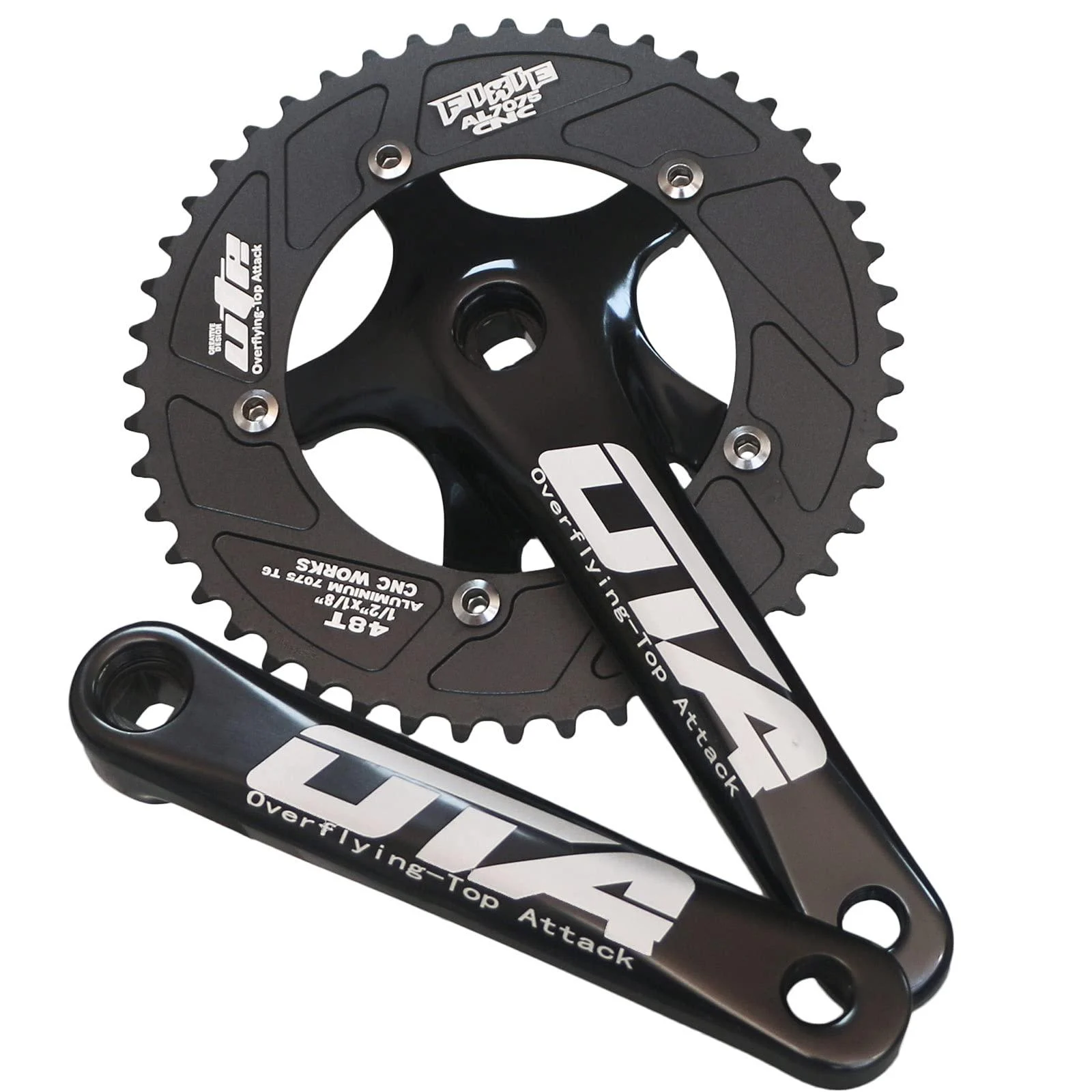 GANOPPER 48T Single Speed Road Bike Track Fixie Crankset 170mm 130BCD 5 Armcrank Black