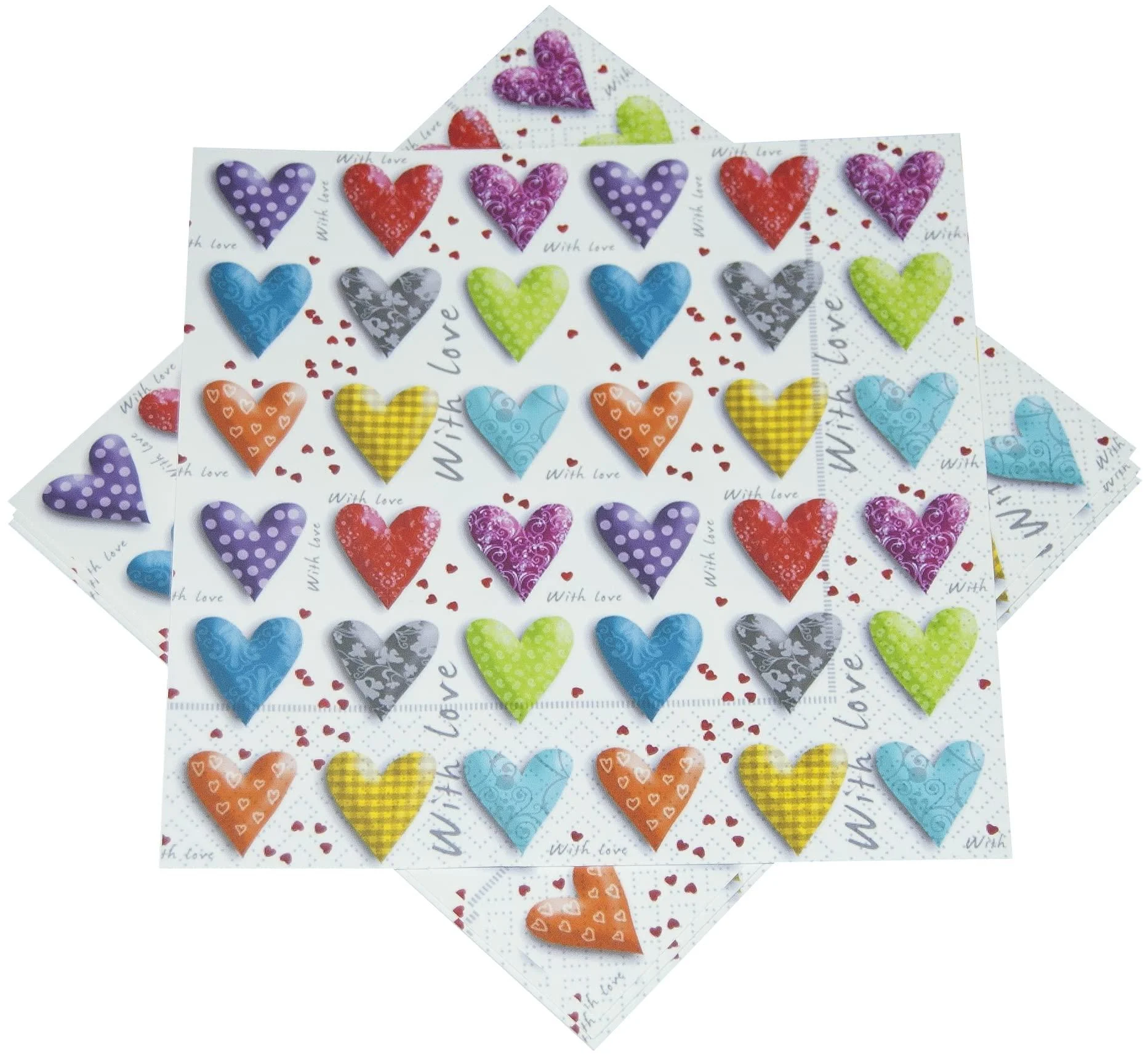 HEKU 100 napkins 3-ply 33x33cm hearts I Absorbent and practically packaged I Ideal for special occasions 33x33cm hearts