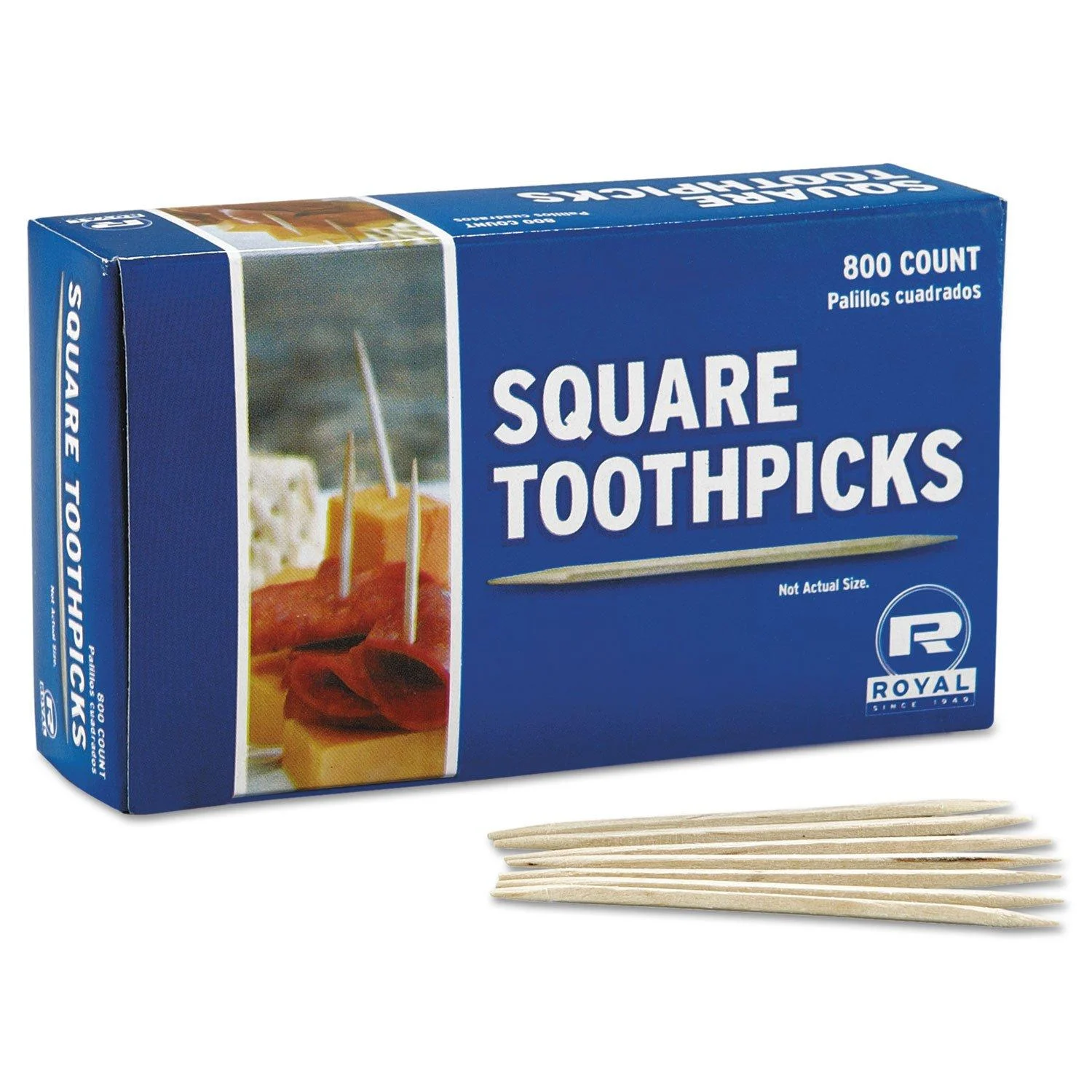 Square Wood Toothpicks, 2 3/4", Natural, 800/Box, 24 Boxes/Carton ESS - Royal