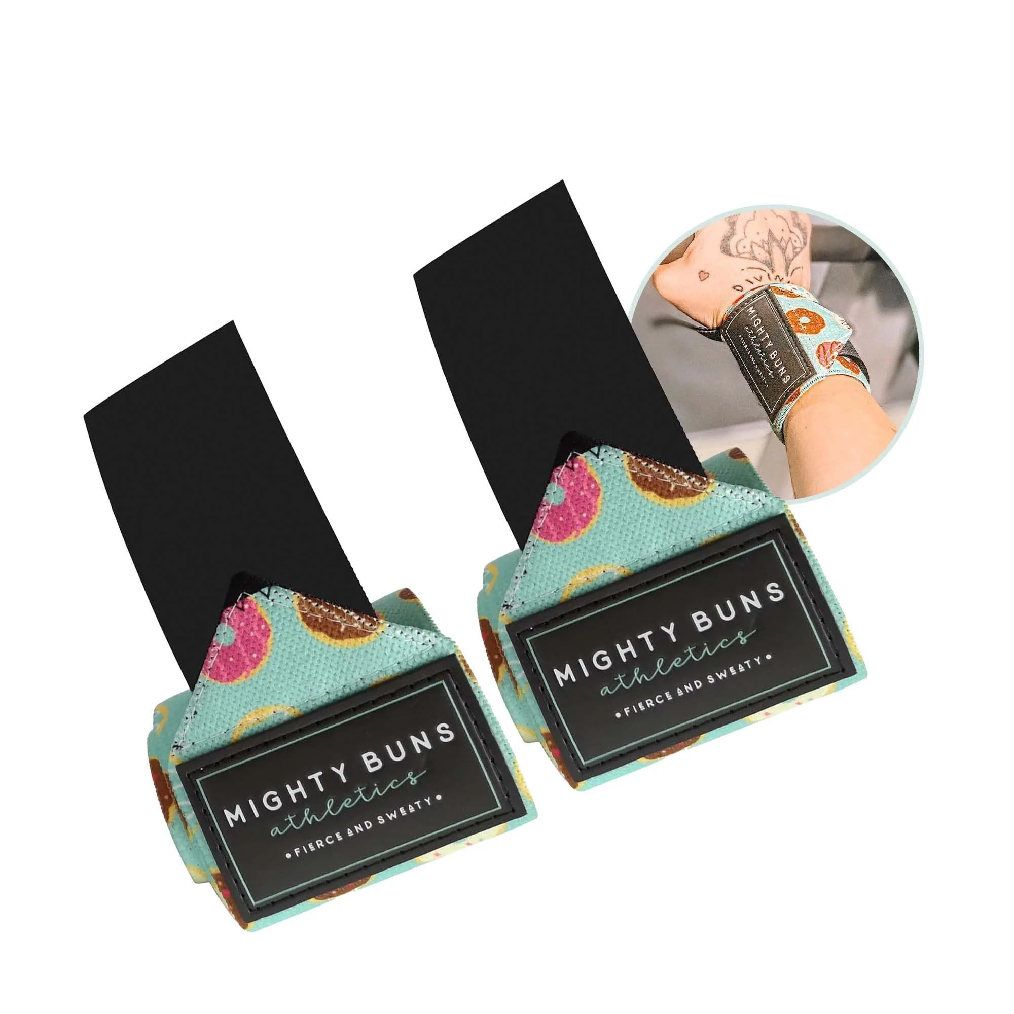 Mighty Buns - Wrist Wrap Wrist Support for Women Wrist Brace For Heavy Lifting Wrist Wraps with Thumb Loops Elastic Stylish & Non-Toxic 18 Inches Long x 3 Inches Wide Mint 1 Pair
