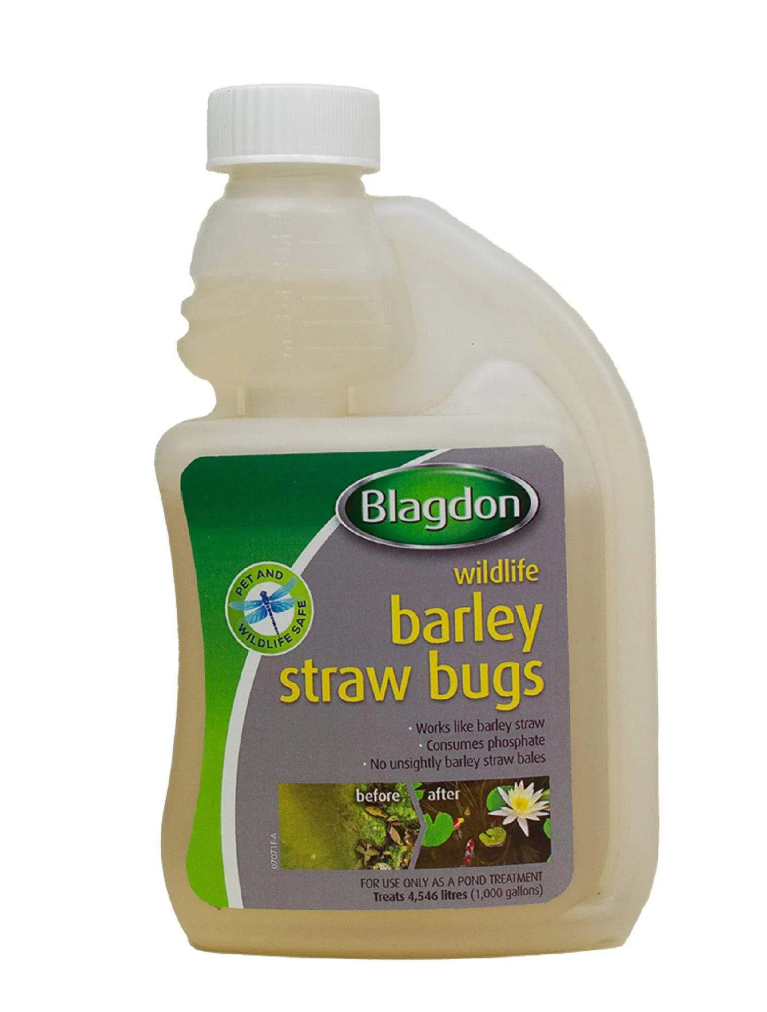 Blagdon Natural Barley Straw Bugs 250 ml Pond Water Treatment Clears Green Water Suspended Algae and Blanketweed Consumes Phosphate Eats Organic Matter Pet and Wildlife Safe