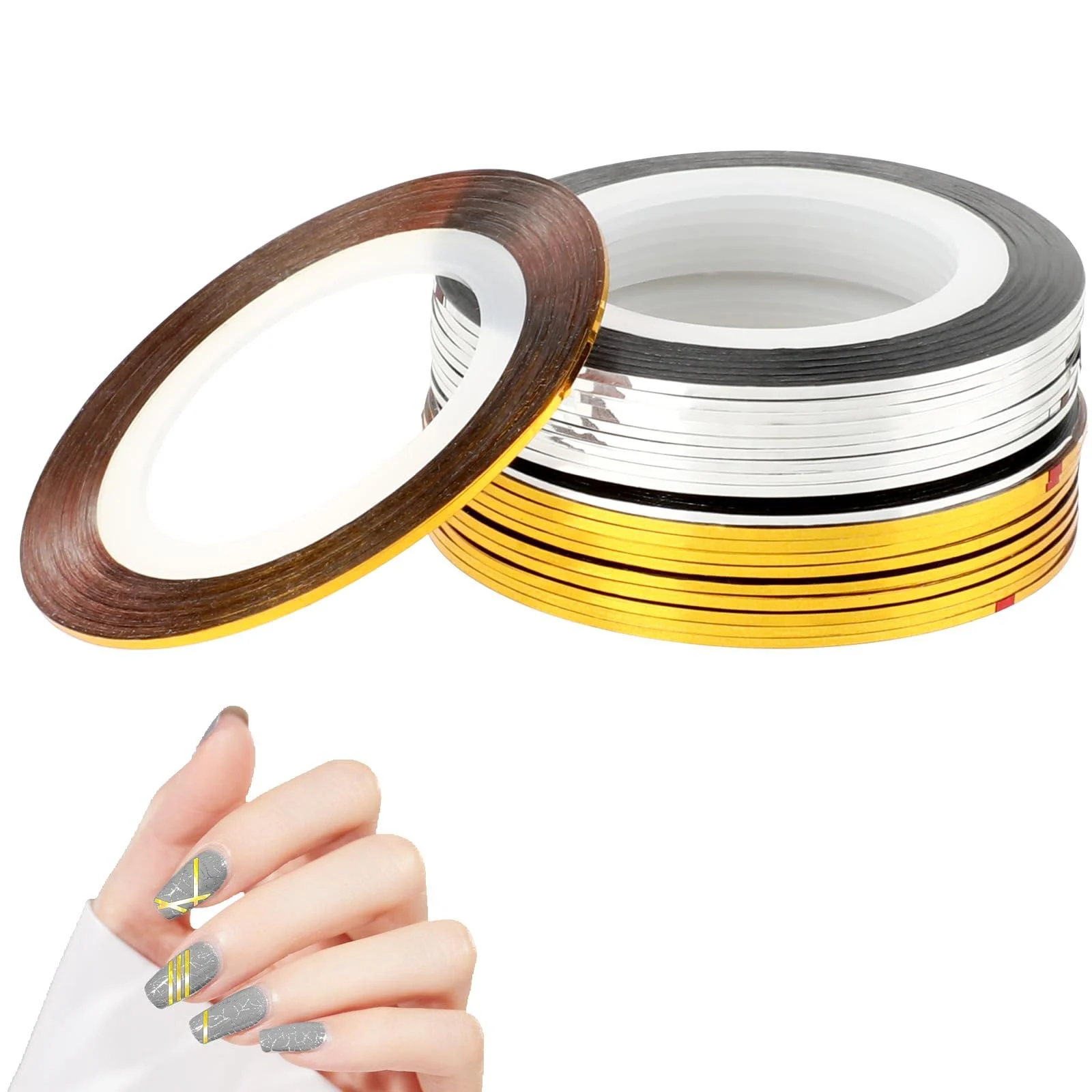 20 Pcs Striping Tape for Nail Art Nail Striping Tape Line 1mm Self Adhesive Nail Sticker Glitter Gold Silver Pinstripe Tape Nail Decoration Sticker DIY Nail Tools for Women Girls Manicure Decor(66 Ft) - InnoHHustle