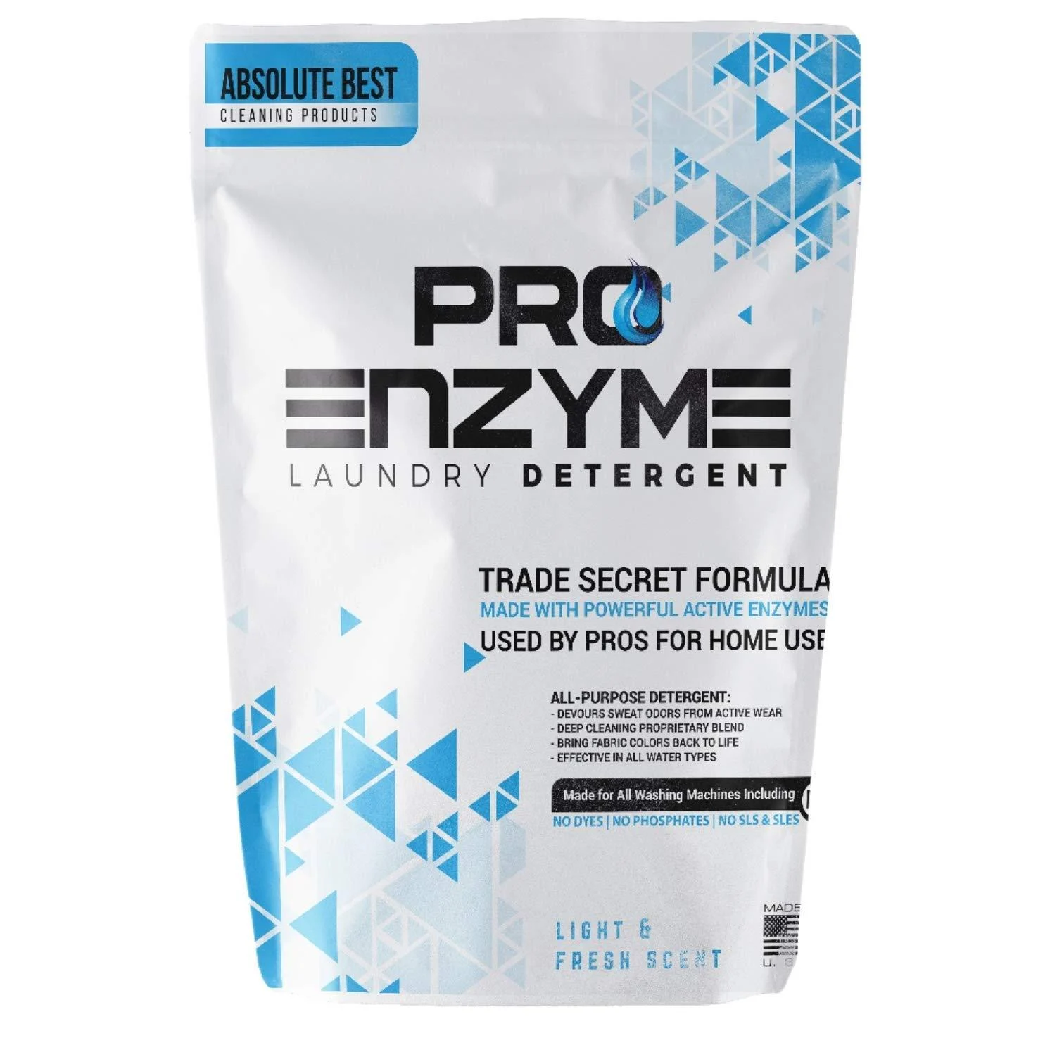 Pro-Enzyme Laundry Detergent Powder - Proprietary Active Enzymes for Home Washing Used by Professionals - Body Odor Sweat Stain Destroyer on Activewear Clothing Bedding Non-irritating 90 Loads 3 Pound (Pack of 1)