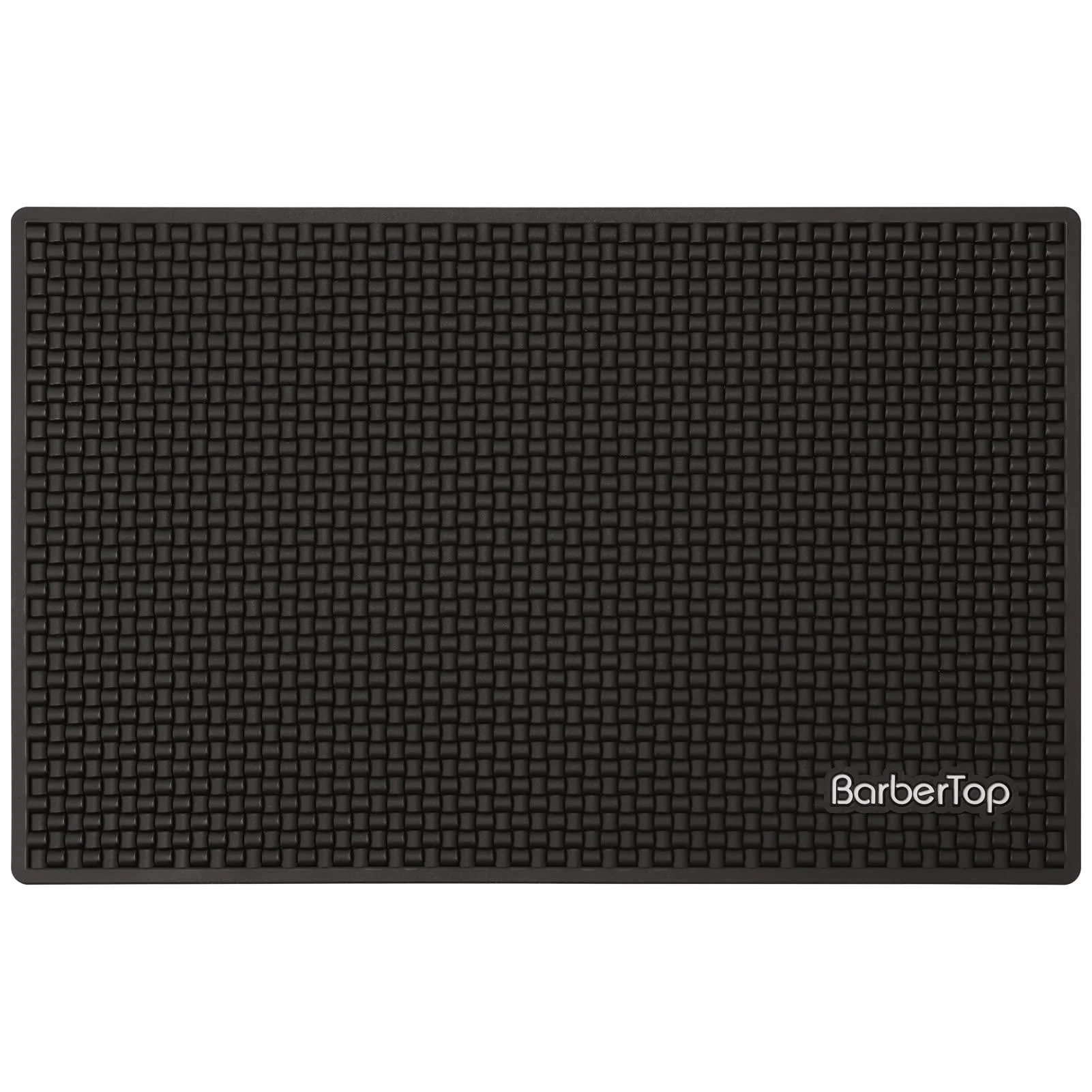 Barber Station Mat Thick Durable Service Bar Mat Nonslip Bar Service Spill Mat Heavy Duty Salon Rubber Mat for Hair Styling Tools Gray Barbershop and Hair Salon Work Station Mat(11.8"*7.5"-Black)