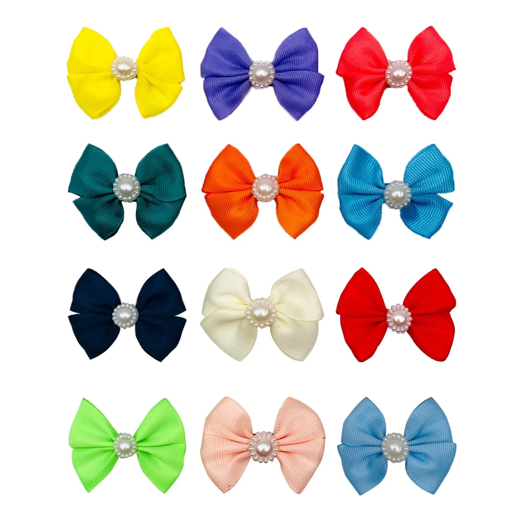 PET SHOW Plain Dog Hair Clips for Small Dogs Bowknot French Barrette Bows Clips for Yorkie Teddy Grooming Hair Accessories Pack of 10