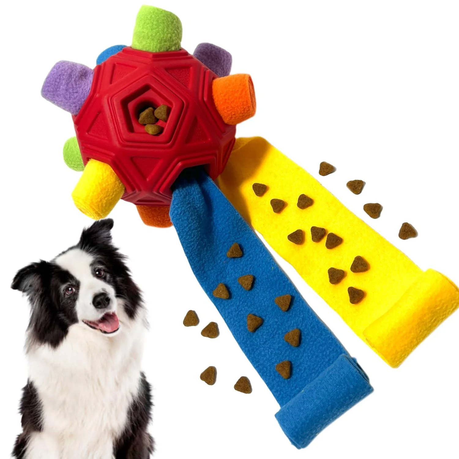 CIIVURR Snuffle Ball for Dog Toys Unbreakable Upgrade Ball Interactive Toy Foraging Snuffle Mat Puppy Treat Dispenser Slow Feeder Dog Puzzle Toys for Small Medium Large Pets (Red Rainbow)