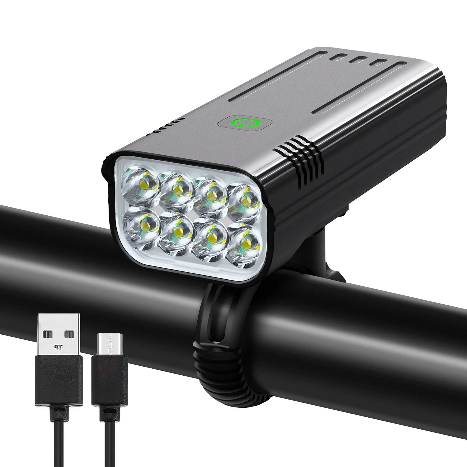 Bike Lights Front and Back 4000 Lumens Bicycle Light for Night Riding Rechargeable MTB Accessories 5200mAh Runtime 10 Hrs 5 Light Modes for Road Mountain Cycling HKX8-5200mAh