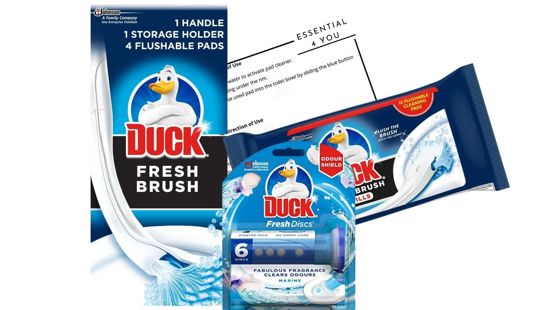 Essential 4 You Toilet Duck Disposable Toilet Brush Kit Bundle with Fresh Discs Refills and Essential Cleaning Products - All-In-One Toilet Cleaning Essentials by Essential 4 You.
