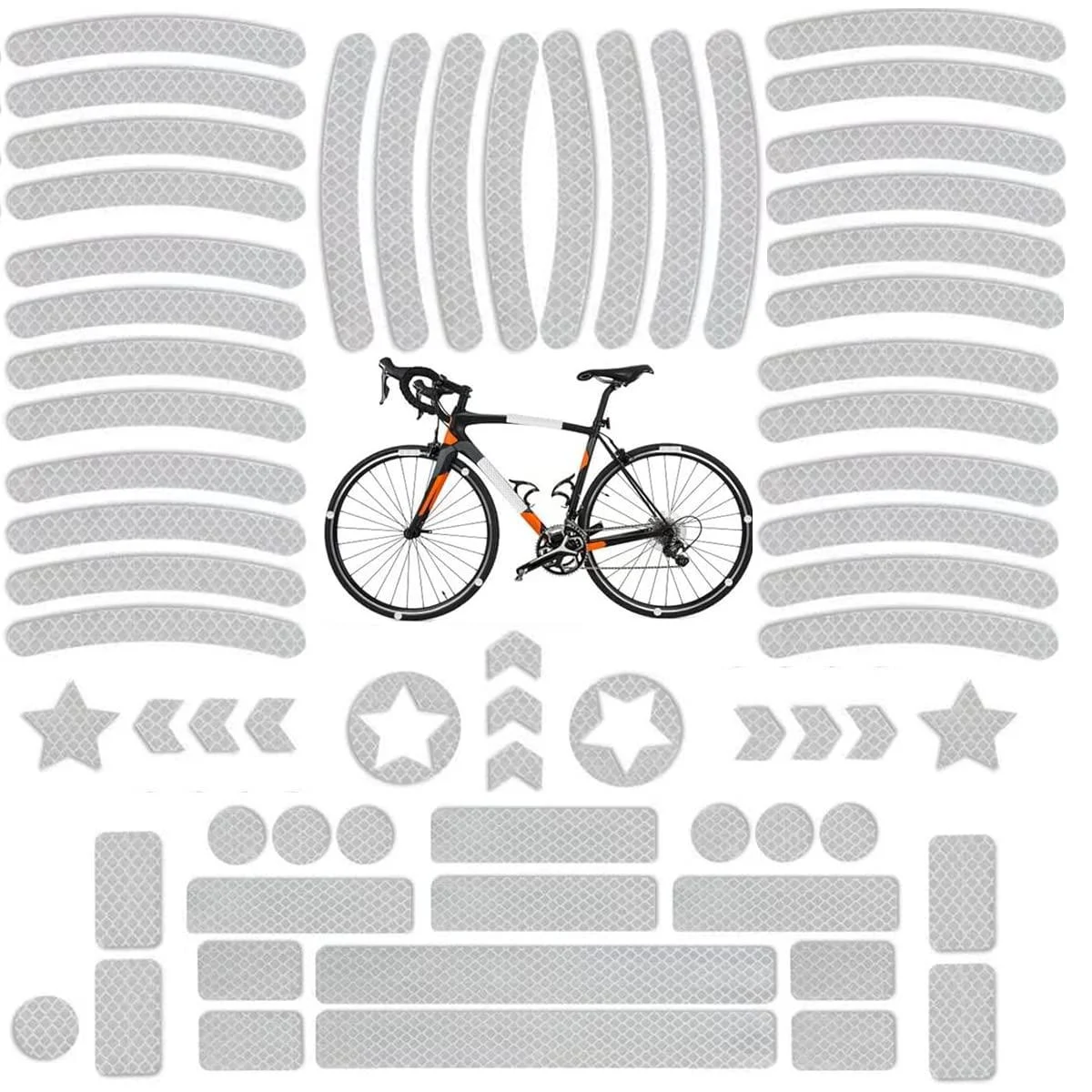 Tsathoggua bicycle reflectors sticker set 66 pieces bike rims sticker reflectors bike sticker with different shapes light sticker for bicycle motorcycles strollers and more