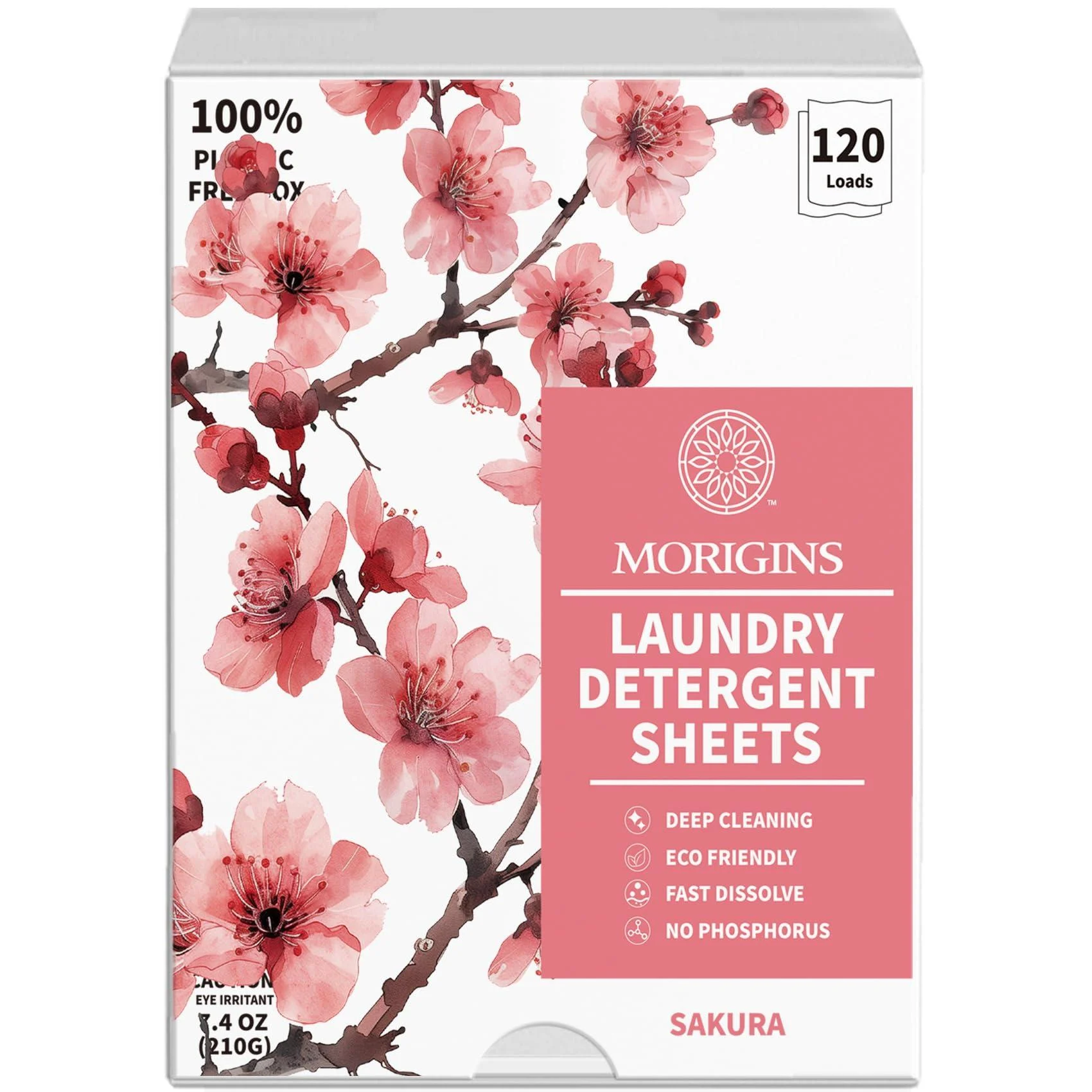 Morigins Laundry Detergent Sheets - Ultra Concentrated-120 Loads 60 Sheets Sweet Sakura Scent Clean Breeze Non Toxic People Safe Washing Travel Supplies