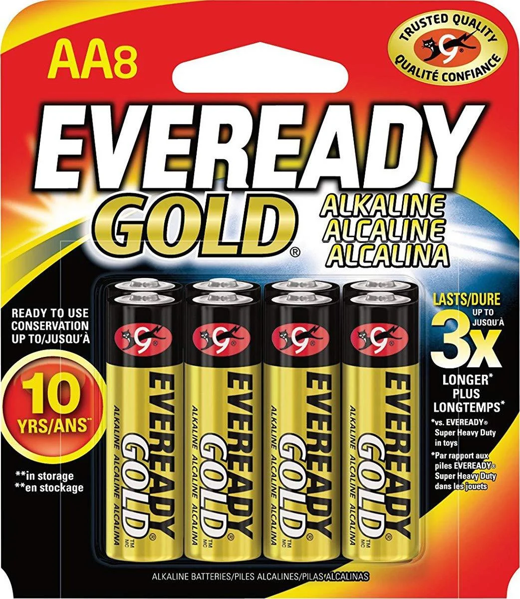 Energizer A91BP8 Alkaline Battery Eveready Gold AA 8/PK