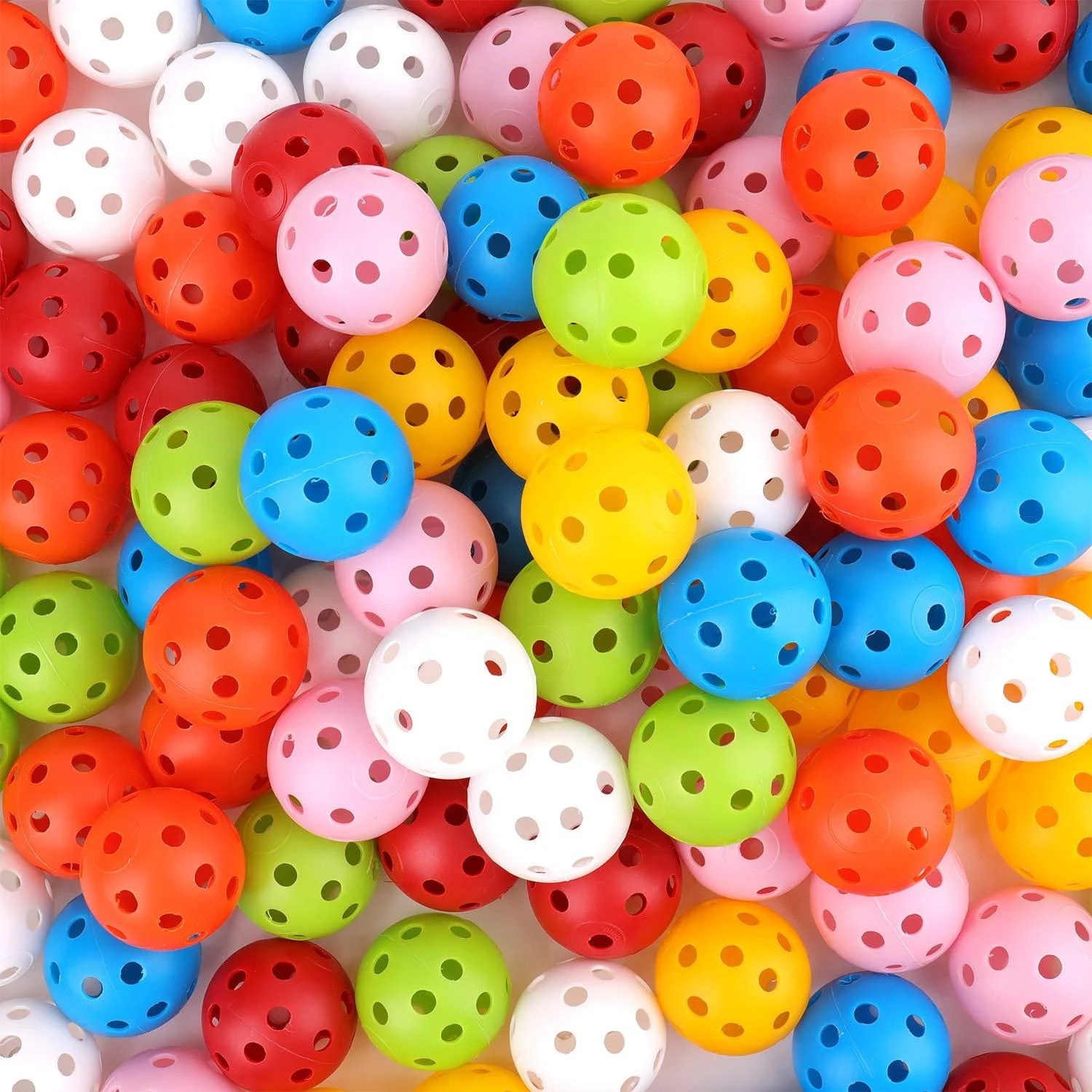 Faswin 105 Pack Practice Golf Balls Colored 40mm Hollow Plastic Golf Sports Training Ball for Swing Practice Driving Range Home Use