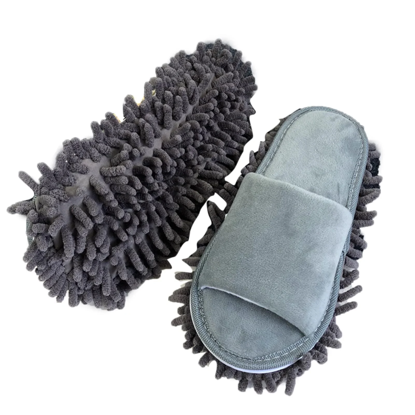 Floor Slippers Washable Mop Slippers Shoes Lazy Open Fingers Mop Slipper Soft Color Cleaning Slipper Floor Cleaning Tool M 39-41 Grey