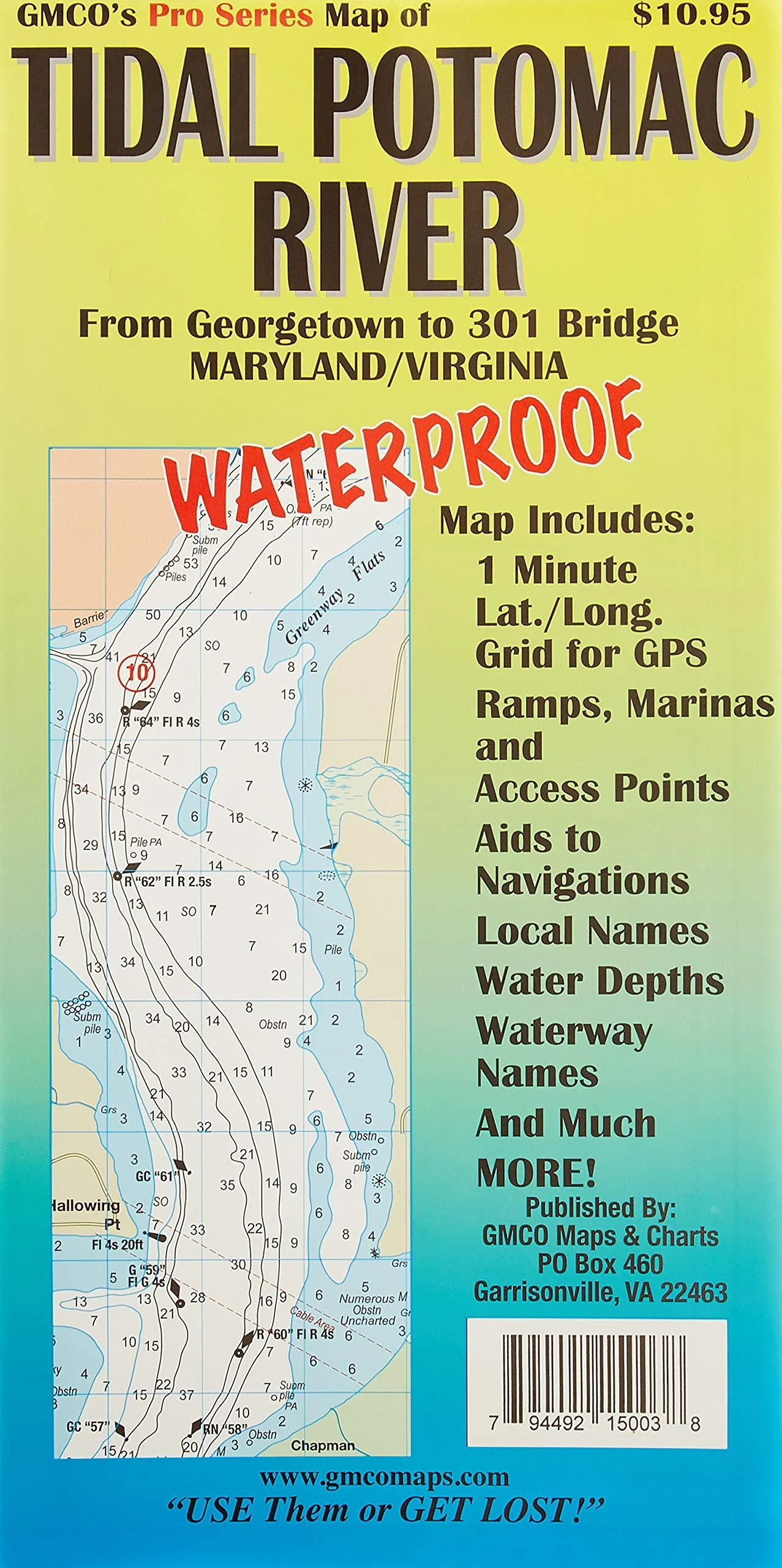 GMCO 15096PS Pro Series Tidal Potomac Waterproof River Map