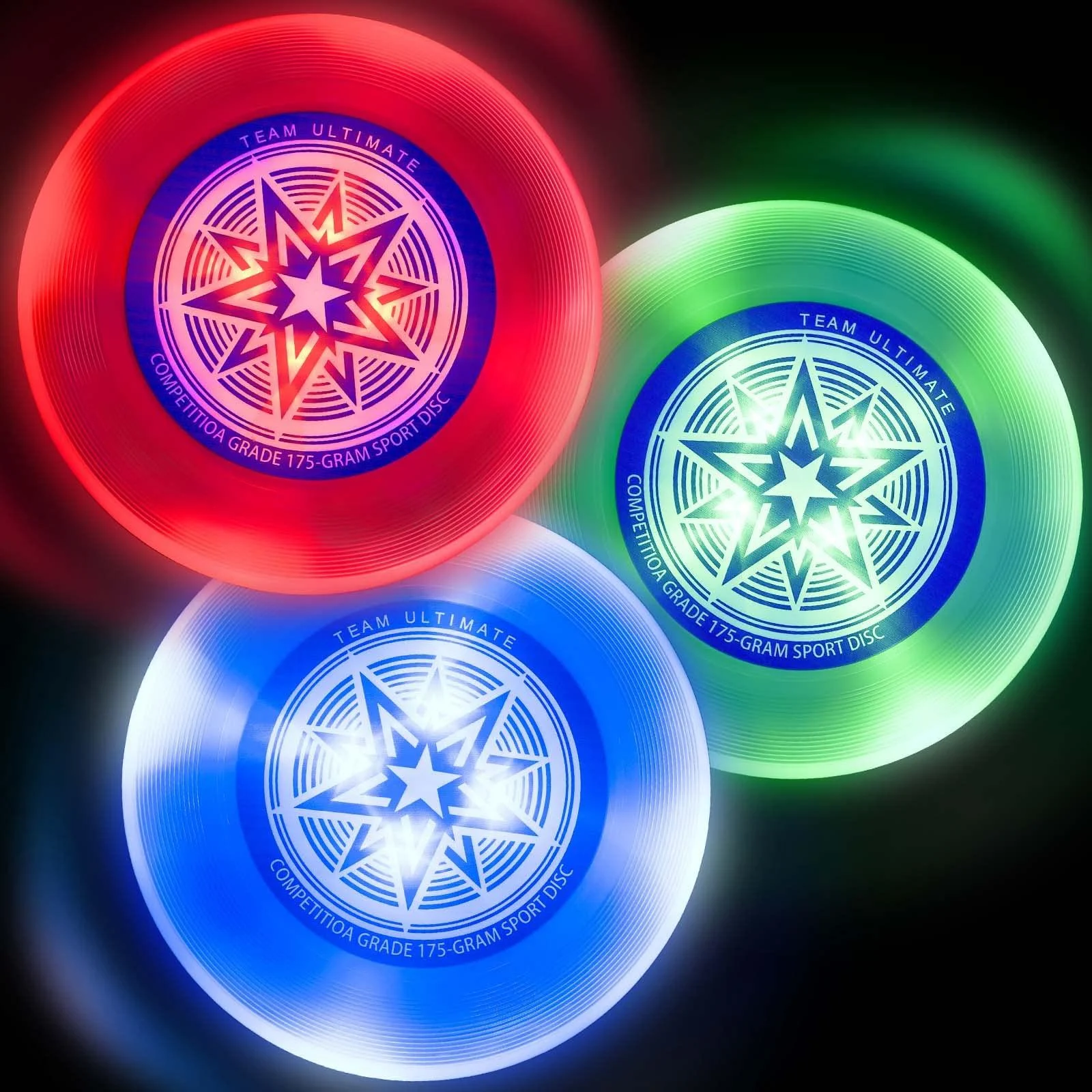 3 Pieces LED Catch Flying Disc 175g 10.43 Inch Sport Disc Glow in The Dark Disc Golf Light up Disc Easy to Throw Ultimate Disc for Outdoor Camping Beach Backyard Lawn Park Team Games Adults Gifts - Lewtemi