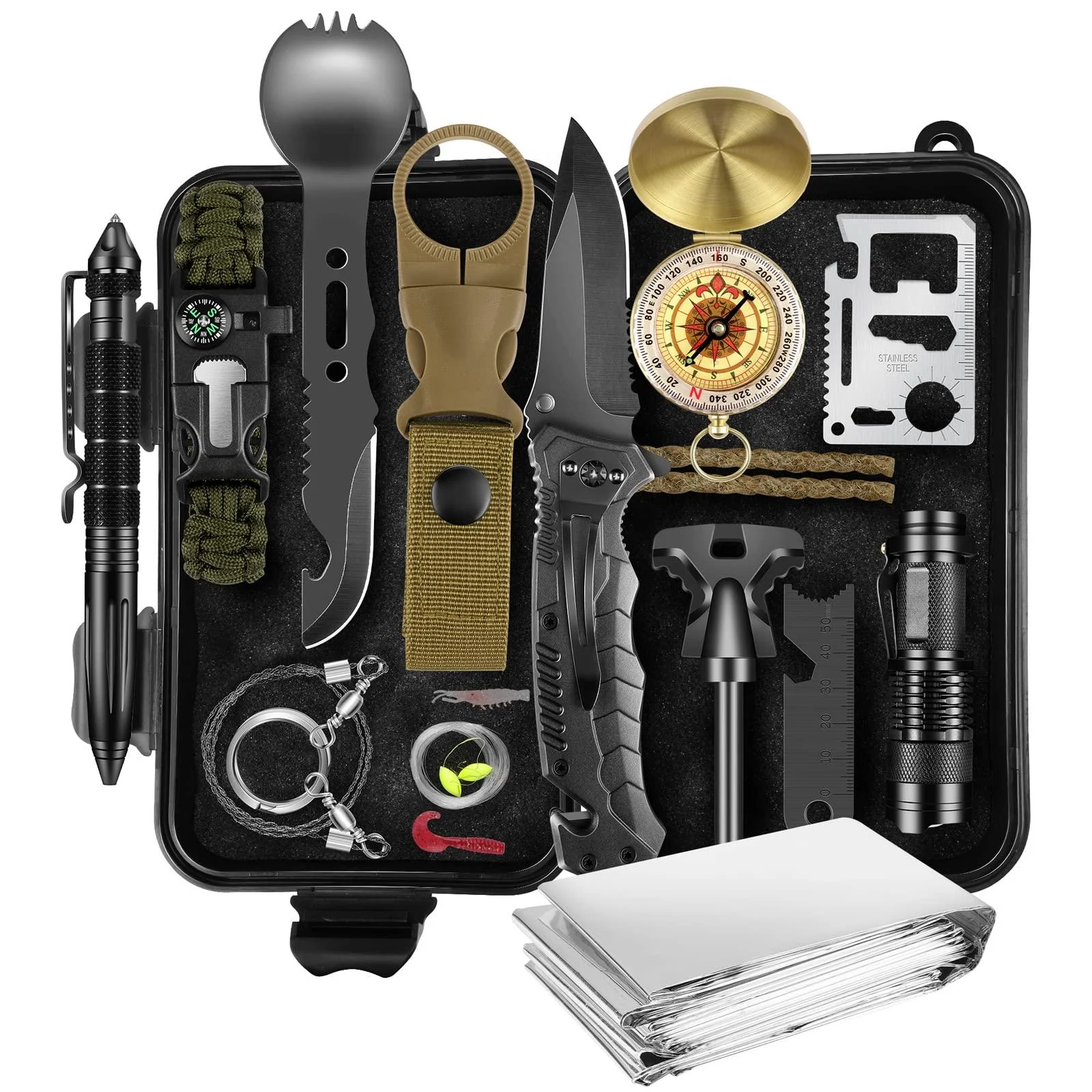 Gifts for Men Dad Husband, Christmas Day, Survival Kits 14 in 1,Survival Gear and Equipment, Cool Gadget, Birthday Gifts for Him Boy Boyfriend Teen Son Daughter Kids Women, for Hiking,Outdoor Camping - LEEGTRU