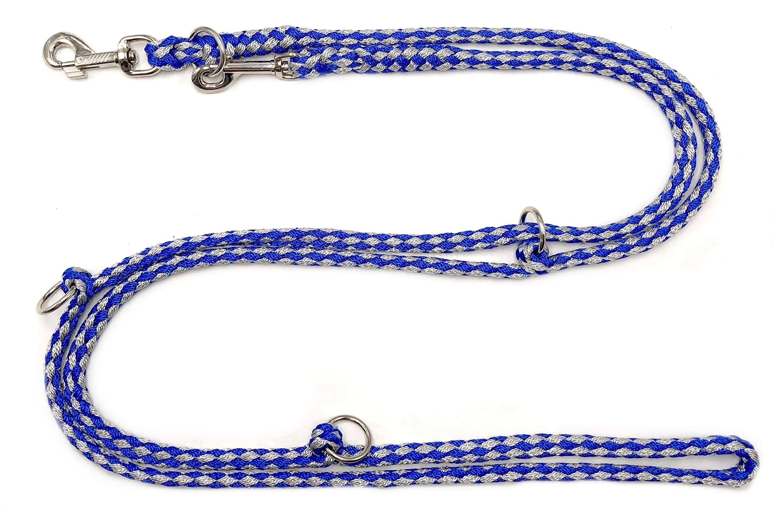 Dogeline Double leash Practice line for medium dogs up to 45 kg over 39 colors very stable (2.40 m Fellbach) 2.40 m blue-gray