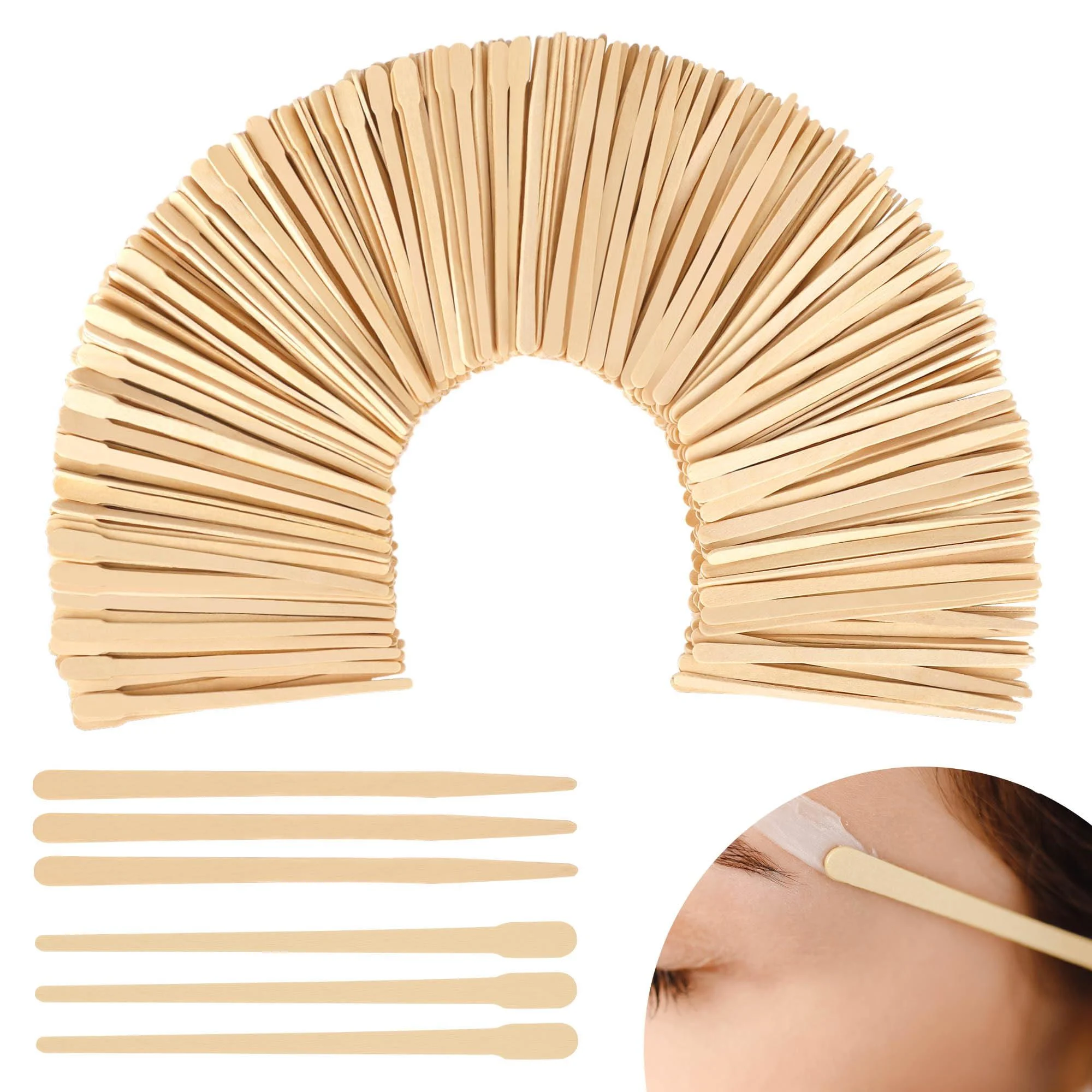 Aneco 800 Pieces Wooden Wax Sticks 3.5 Inch Waxing Sticks Wax Spatulas Applicator Sticks for Body Legs Face Hair Eyebrow Removal Wood Craft Sticks 2 Styles 3.5 inches/88 mm