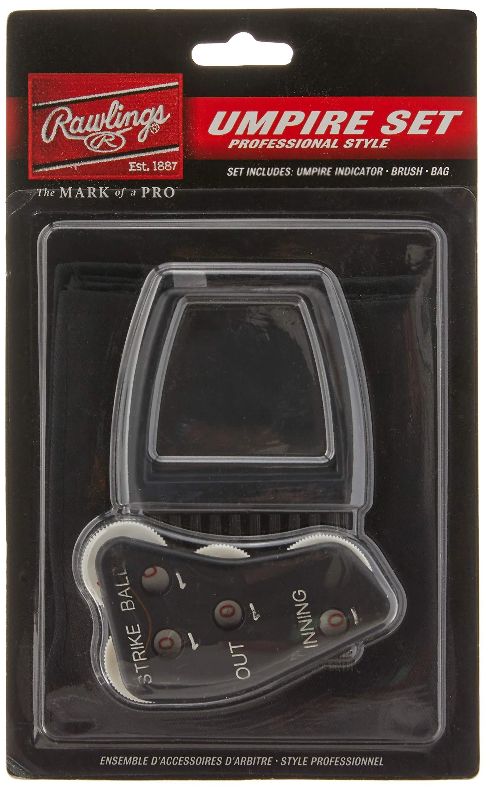 Rawlings | Umpire Accessories Set | Includes 4-Dial Indicator, Brush & Bag,Black