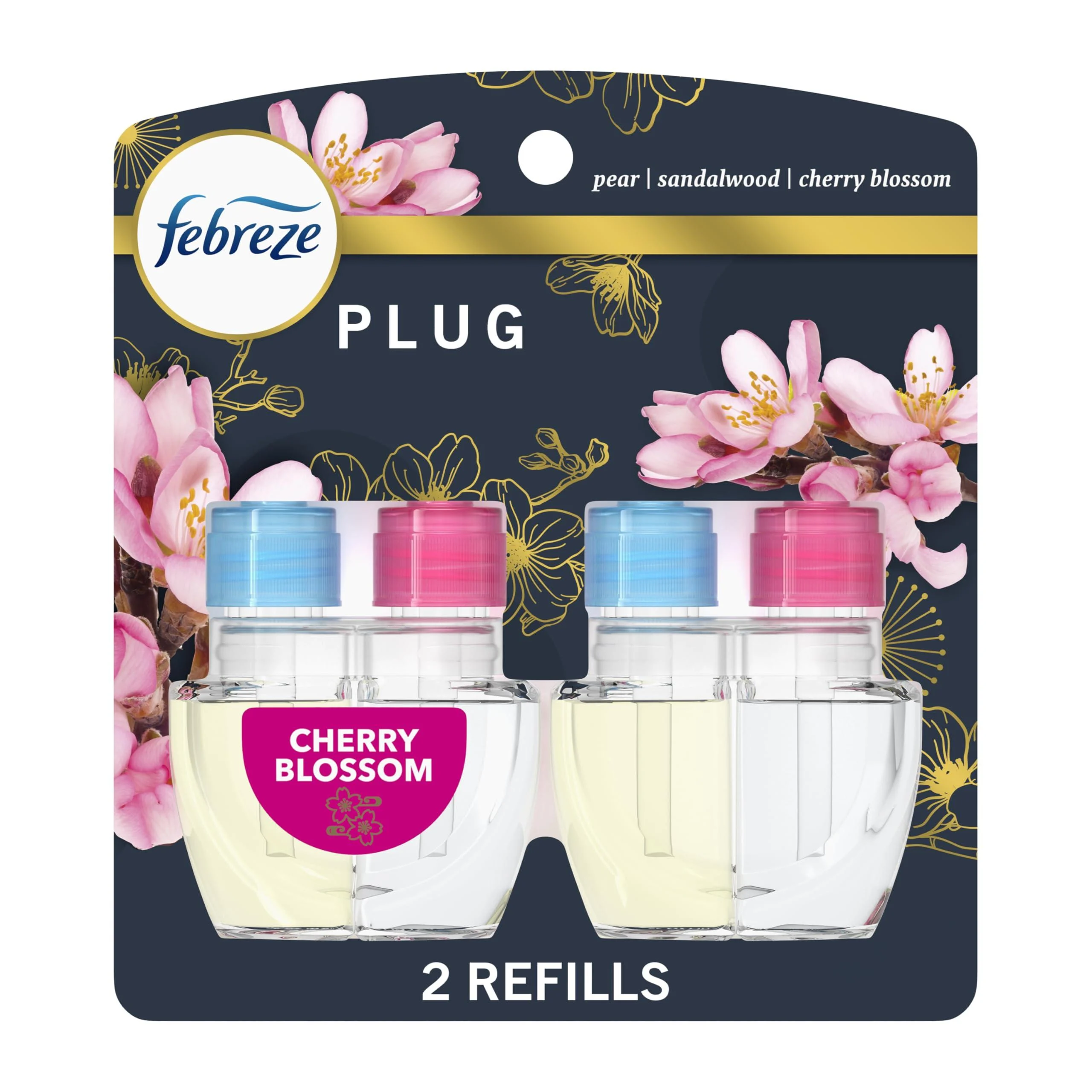 Febreze Odor-Fighting Fade Defy PLUG Air Freshener Cherry Blossom 25.7ML. Oil Refill 2 Count