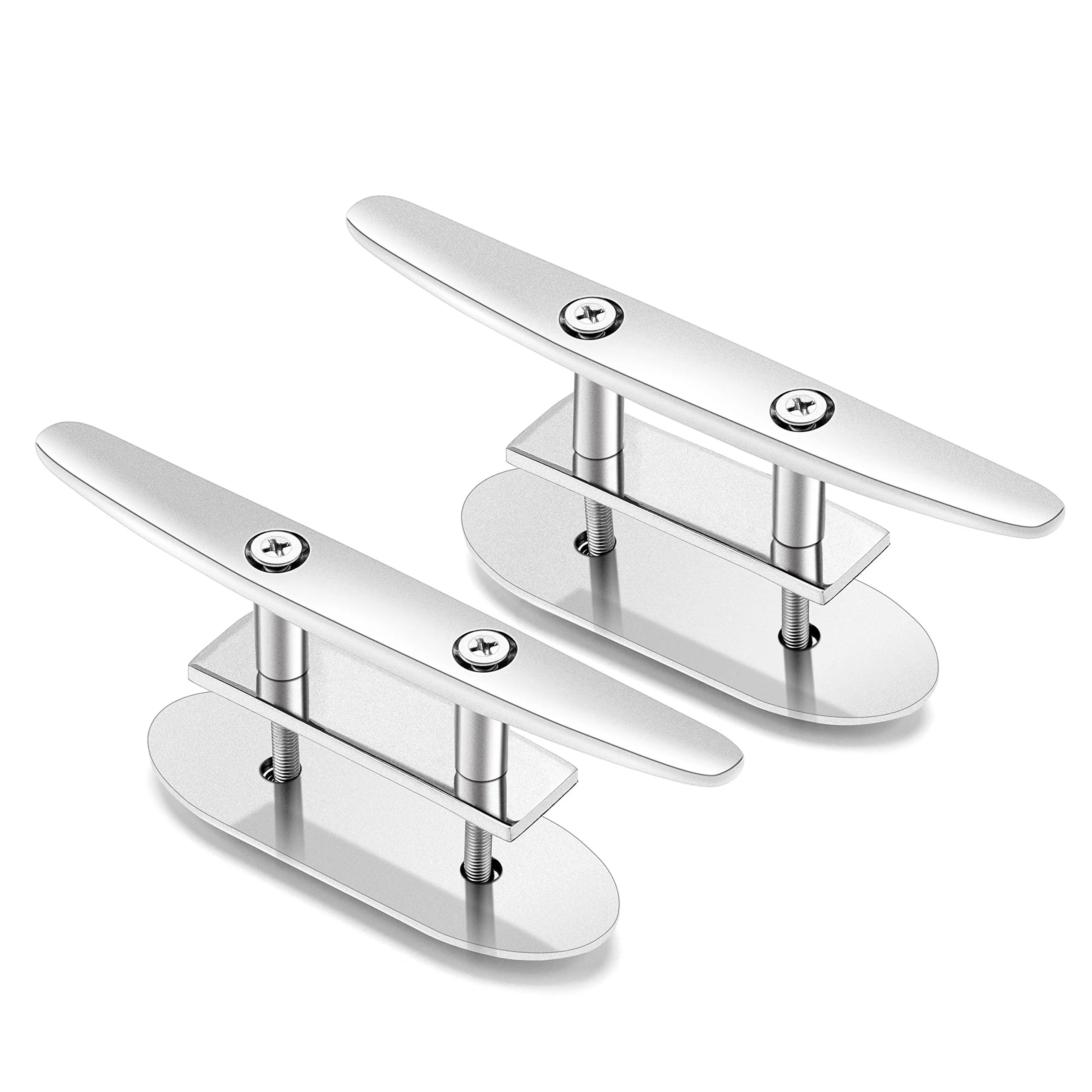 Boat Cleats 6 Inch Stainless Steel Boat Cleat 316 Stainless Steel Boat Cleats Open Base Cleat Boat Dock Cleats 6 Inch Boat Rope Cleat Boat Mooring Cleat for watercraft/Boat/Yacht, Pack of 2 - Searoam