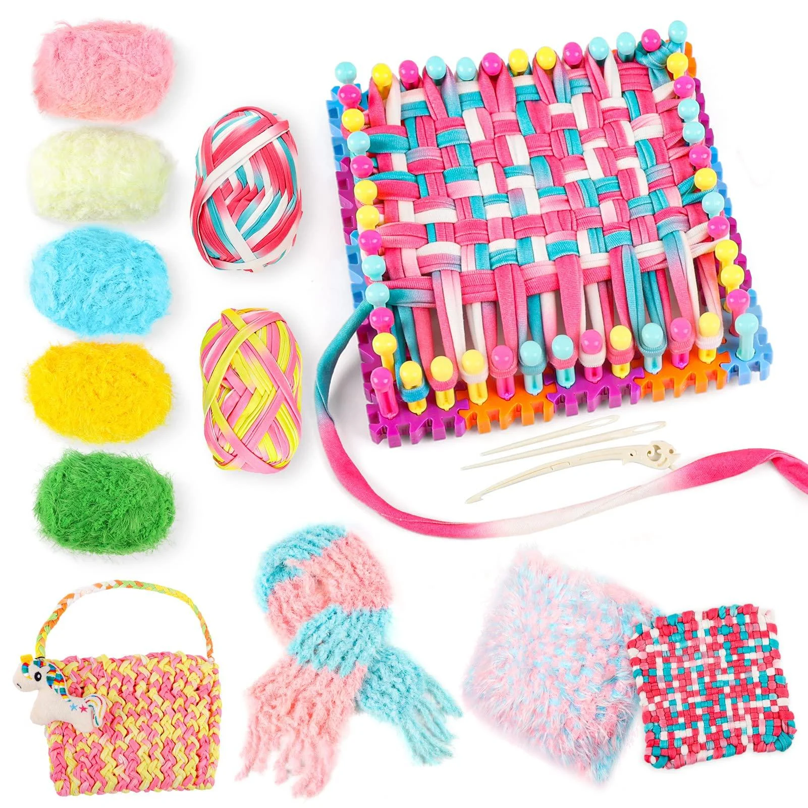 GILI Weaving Loom Kit Creative Adjustable Knitting Loom Set - Best Toys for 6-12 yr - Arts and Crafts Gifts for Kids Girls Ages 7 8 9 10 11 Years