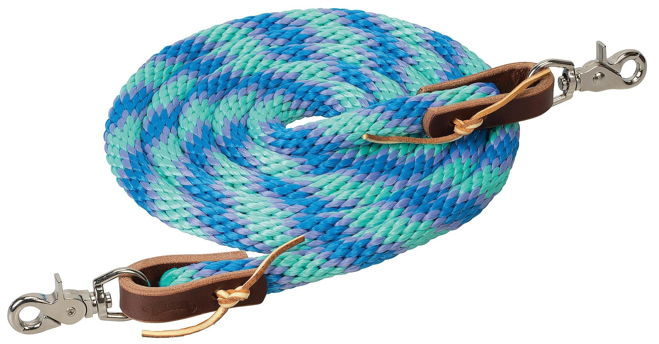 WEAVER Leather Drawstring Reins 5/8" x 8' Mint/Lavender/French Blue